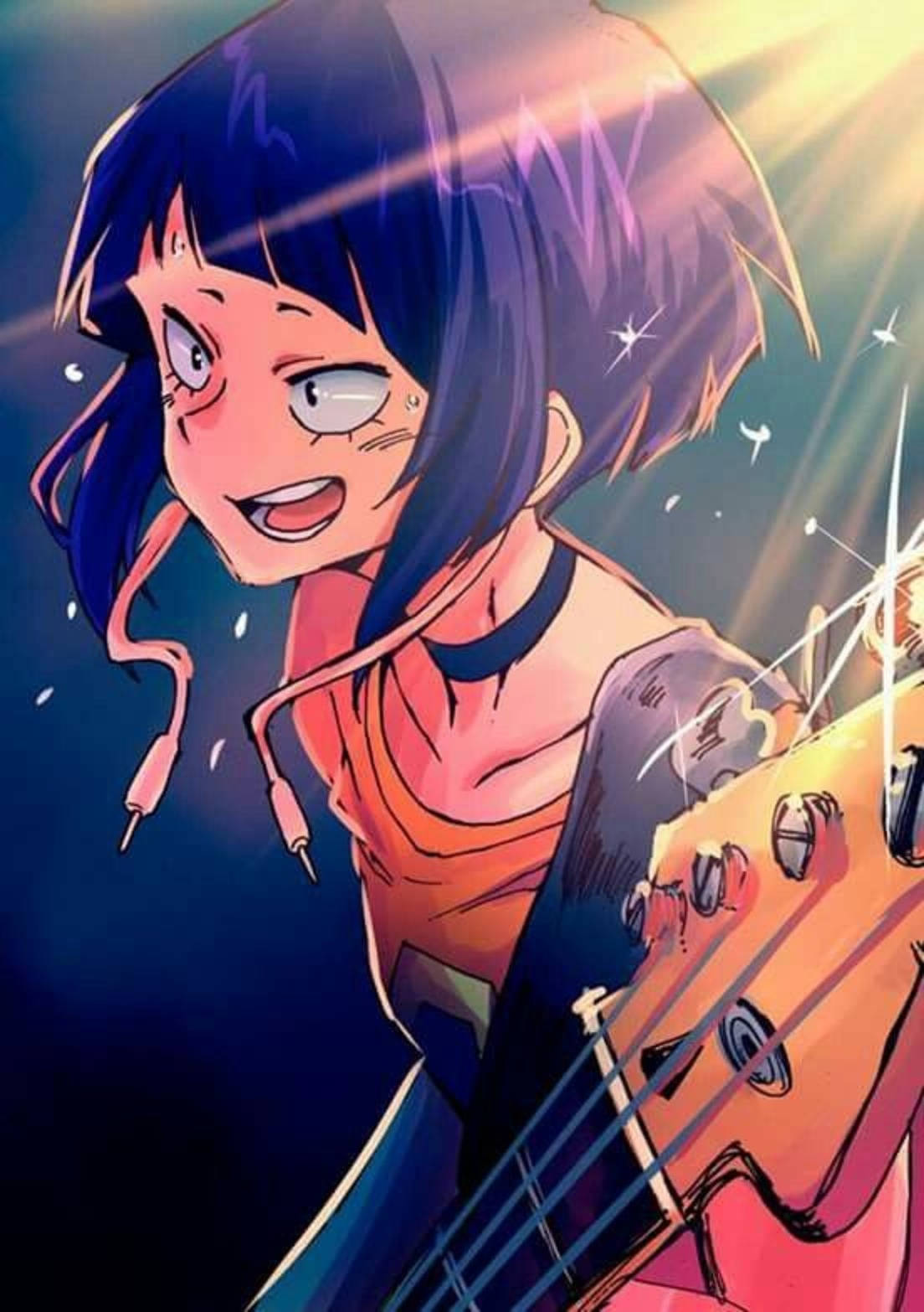 Kyoka Jiro, bass guitar, golden stage lights, HD Phone Wallpaper