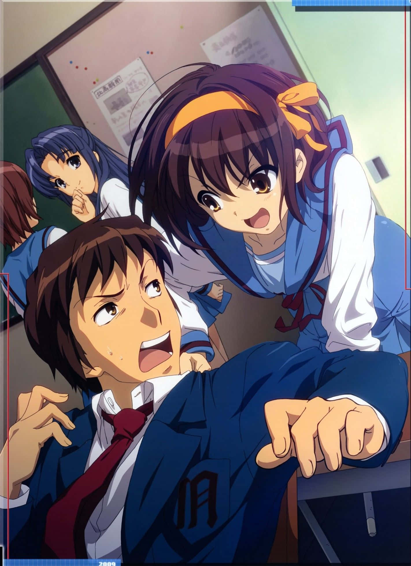Kyon, school uniform, classroom, Full HD Phone Wallpaper