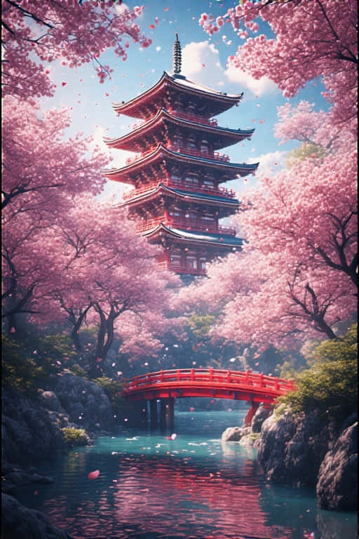 Kyoto, pagoda, cherry blossoms, SD Phone Wallpaper