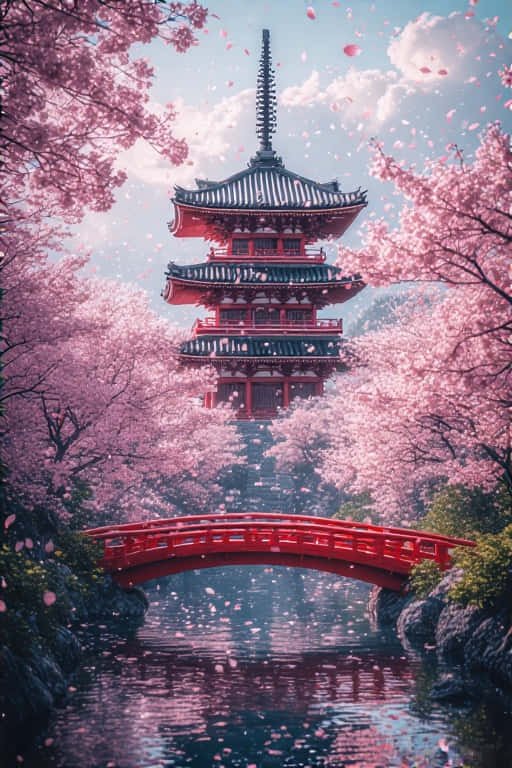 Kyoto, pagoda, cherry blossoms, SD Phone Wallpaper