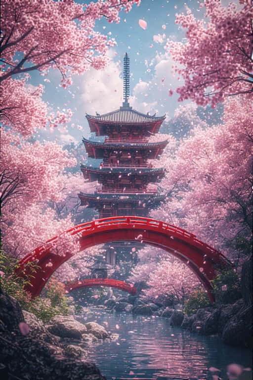 Kyoto, pagoda, cherry blossoms, SD Phone Wallpaper