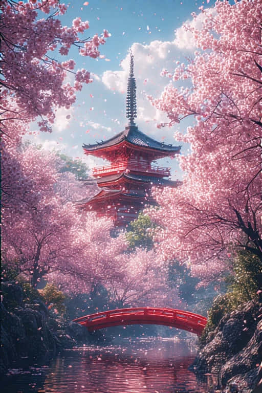 Kyoto, pagoda, cherry blossoms, SD Phone Wallpaper