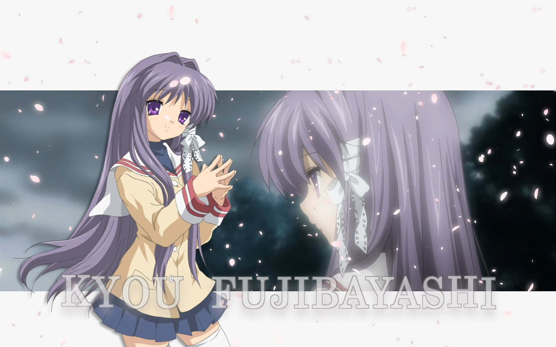 Kyou Fujibayashi, purple hair, school uniform, Full HD Desktop Wallpaper