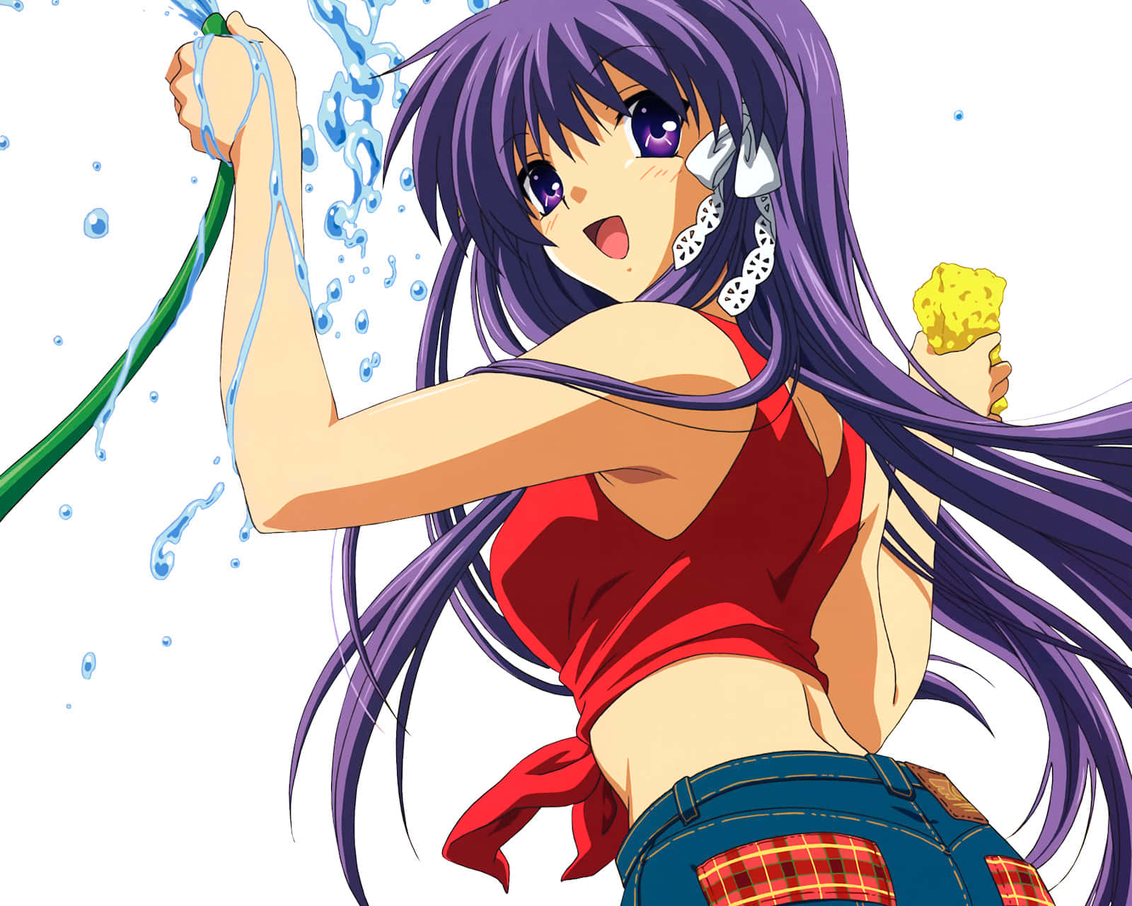 Kyou Fujibayashi, purple hair, hose, HD Desktop Wallpaper