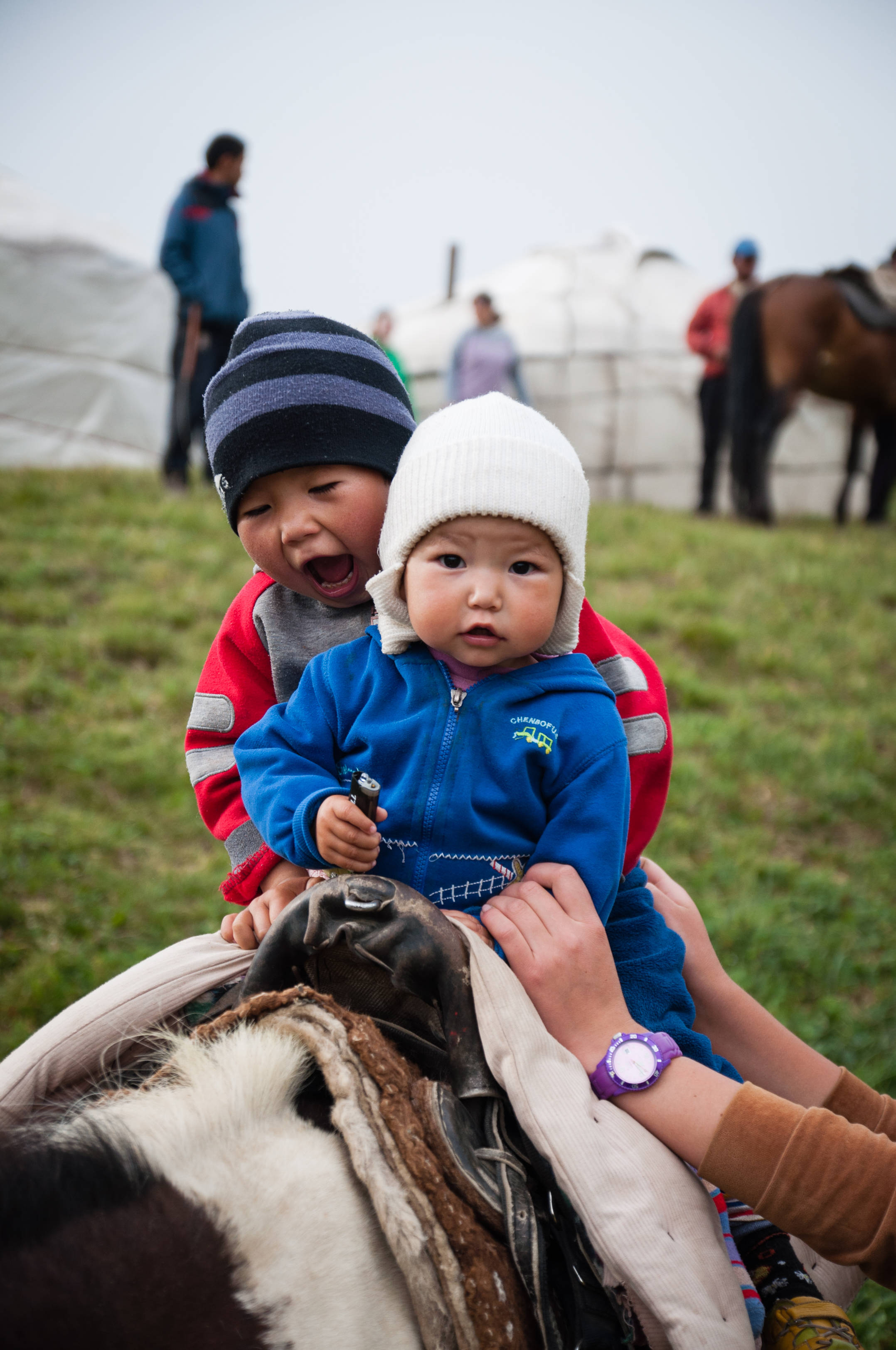 Kyrgyzstan, children, horse, 2K Phone Wallpaper