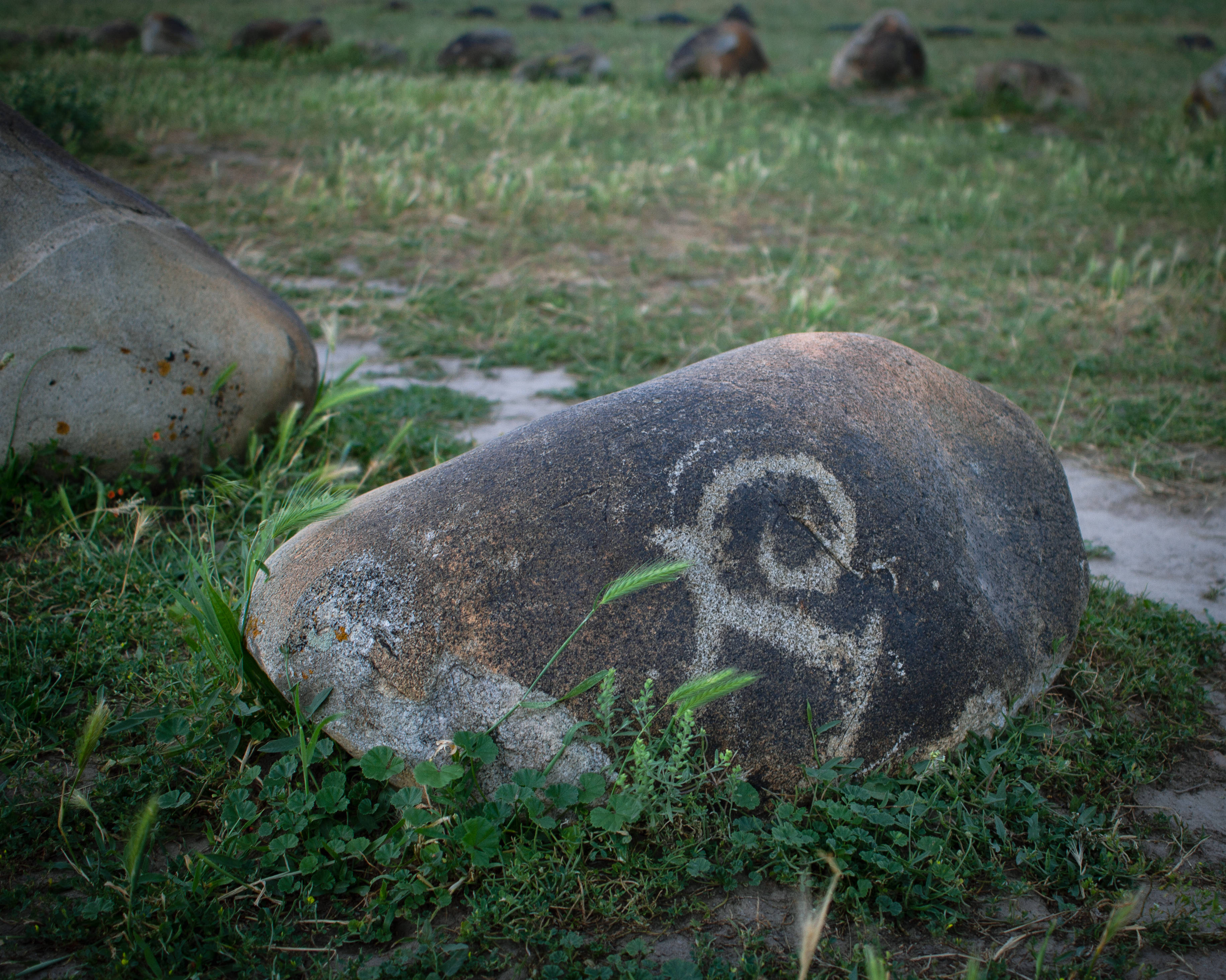 rock carvings, Kyrgyzstan, weathered boulder, 2K Desktop Wallpaper