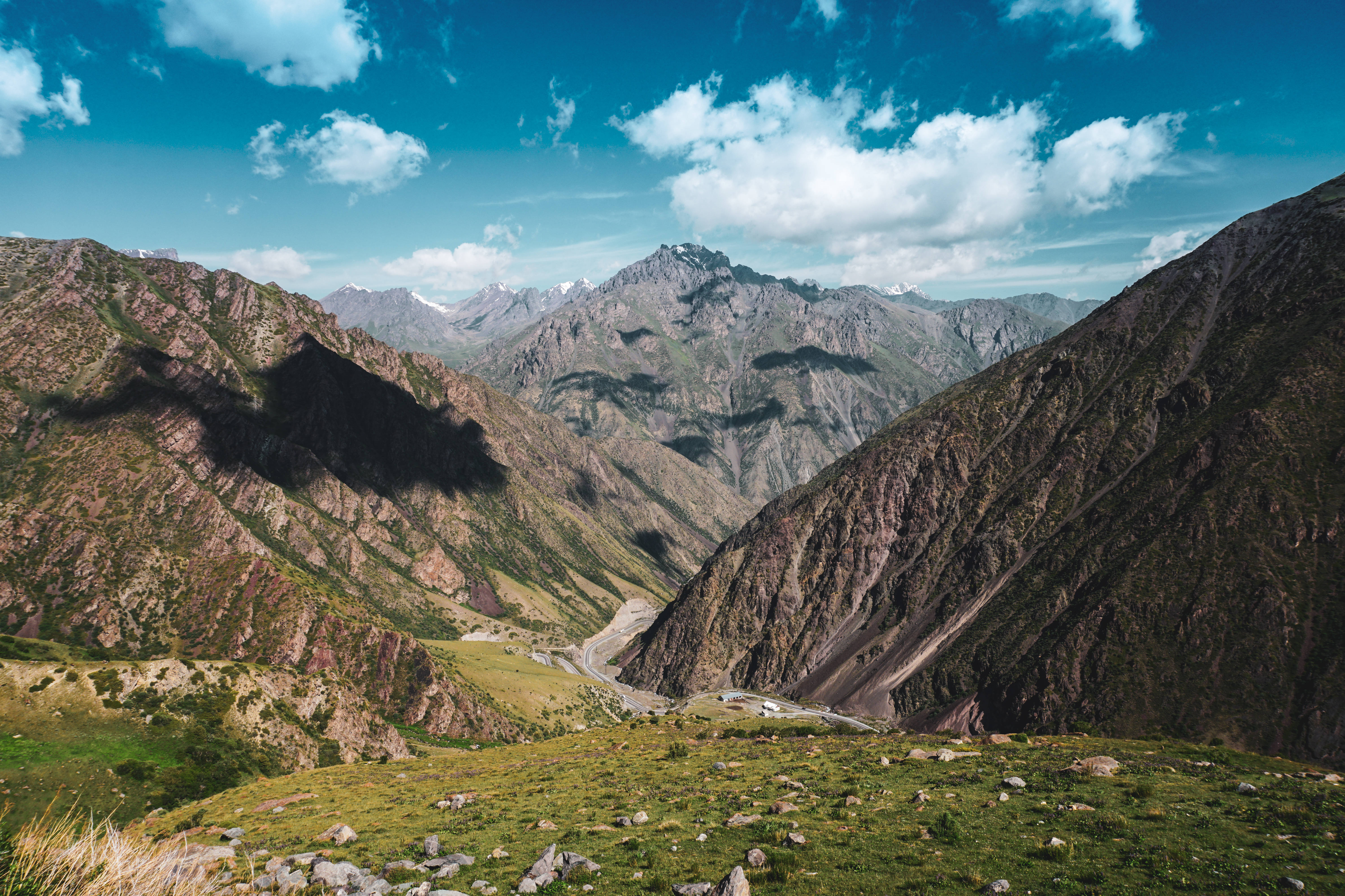 Kyrgyzstan, mountain valley, winding road, 5K Desktop Wallpaper