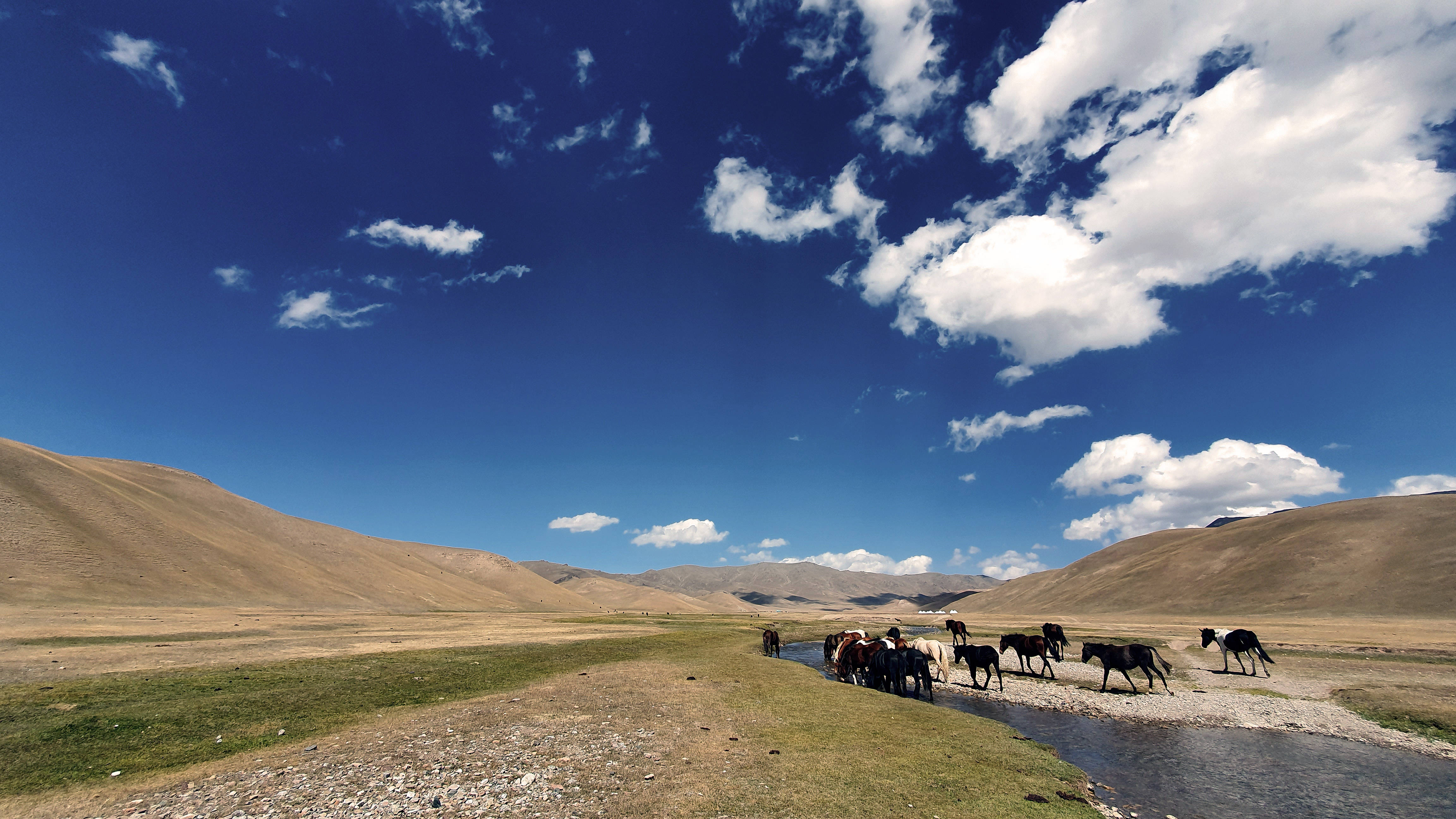 Kyrgyzstan, steppe, river, 4K Desktop Wallpaper