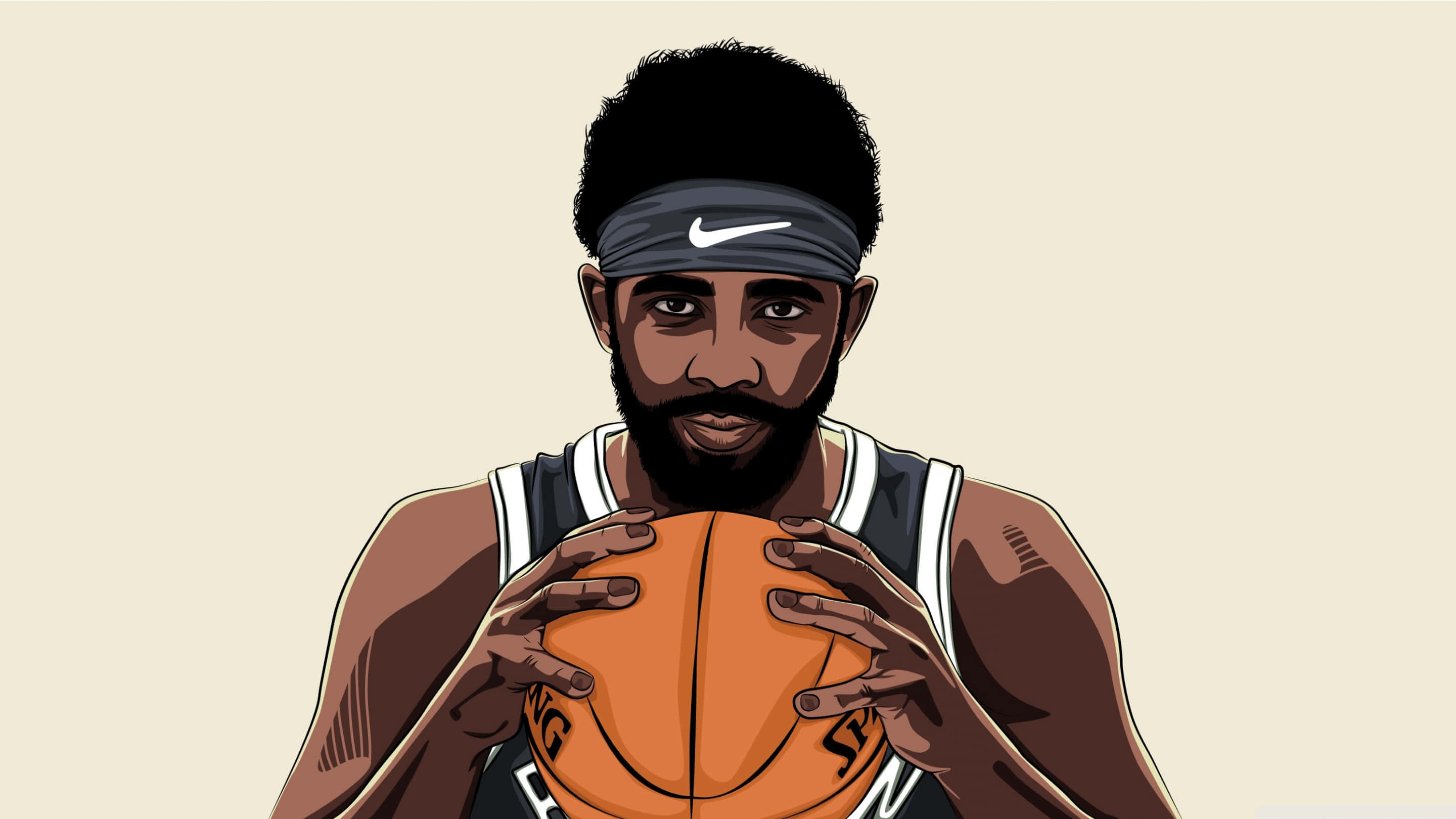 Kyrie Irving, bearded basketball player, holding a ball, 2K Desktop Wallpaper