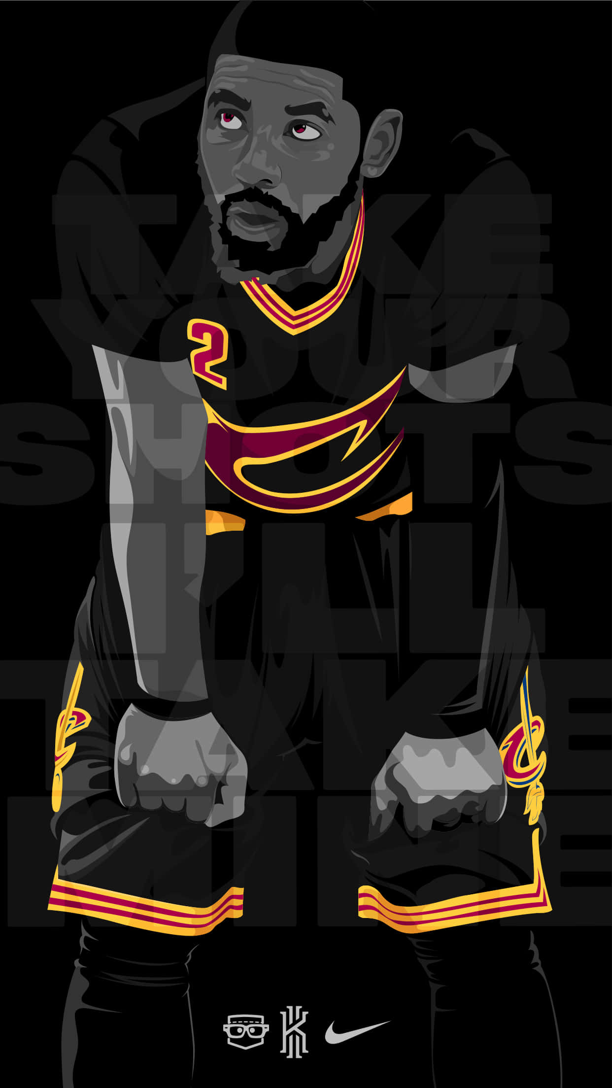 Kyrie Irving, black jersey, red yellow accents, Full HD Phone Wallpaper