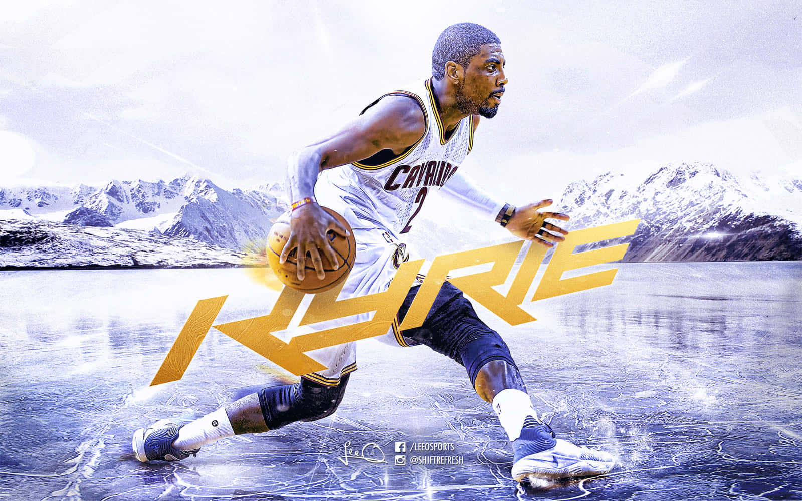 Kyrie Irving, icy terrain, snowy mountains, HD Desktop Wallpaper