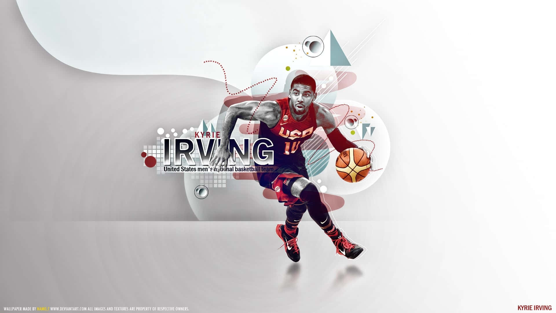 Kyrie Irving, red USA jersey, basketball, Full HD Desktop Wallpaper