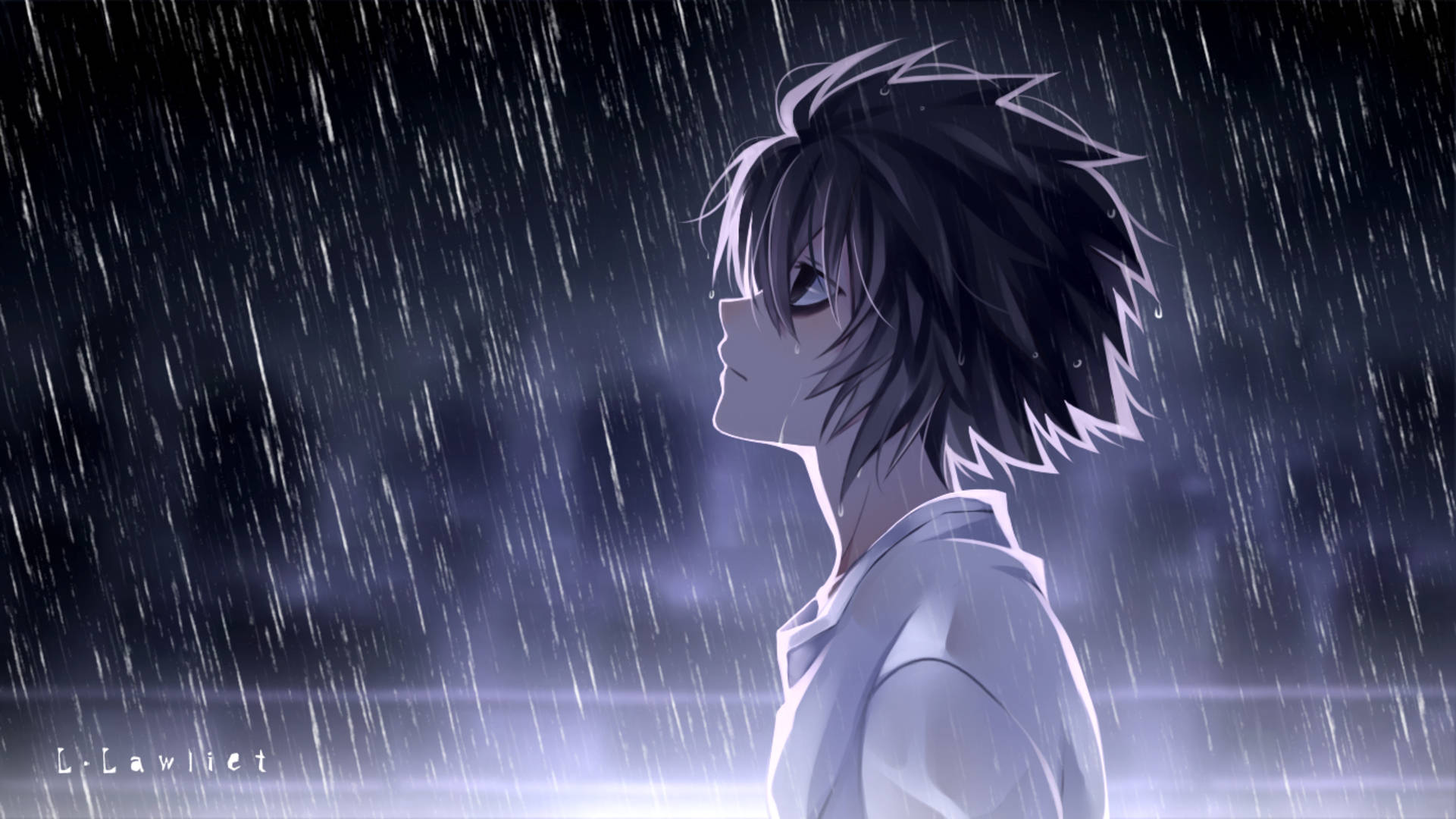L Lawliet, anime boy, spiky hair, Full HD Desktop Wallpaper