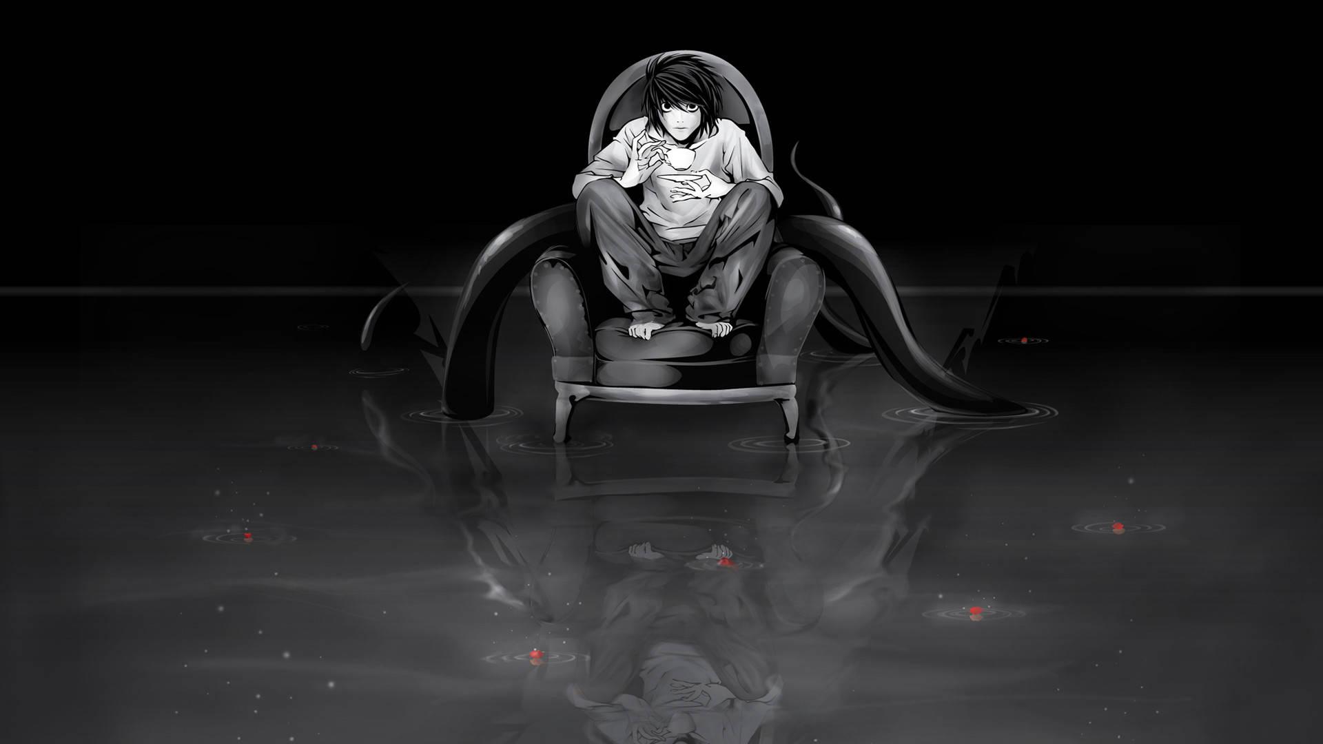 L Lawliet, black tails, dark tentacles, Full HD Desktop Wallpaper