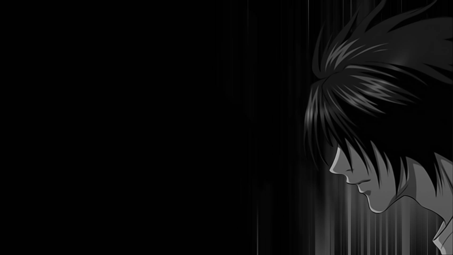 L Lawliet, spiky hair, grayscale, Full HD Desktop Wallpaper