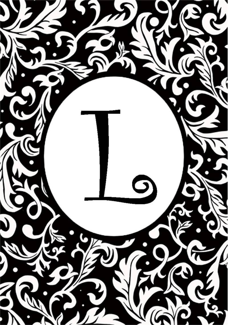 Letter L, Gothic Design, white circle, SD Phone Wallpaper