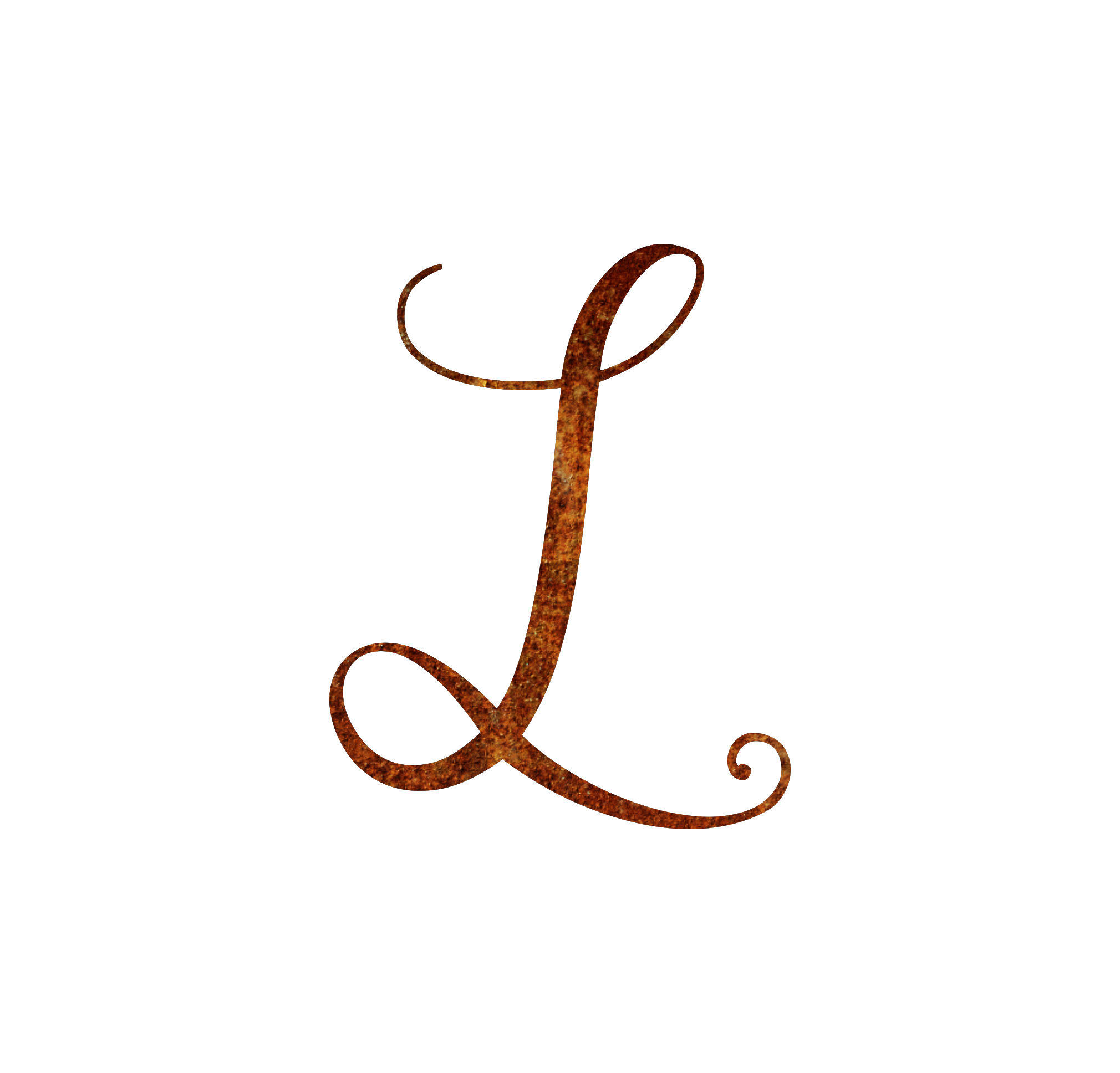 cursive brown letter L, rusted metal texture, white background, Full HD Desktop Wallpaper