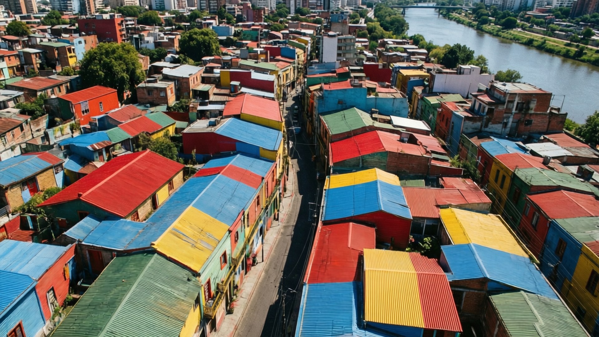 La Boca, rooftops, colorful, Full HD Desktop Wallpaper