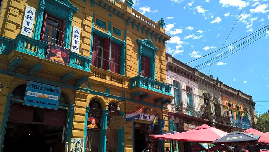 La Boca, yellow, teal, SD Desktop Wallpaper