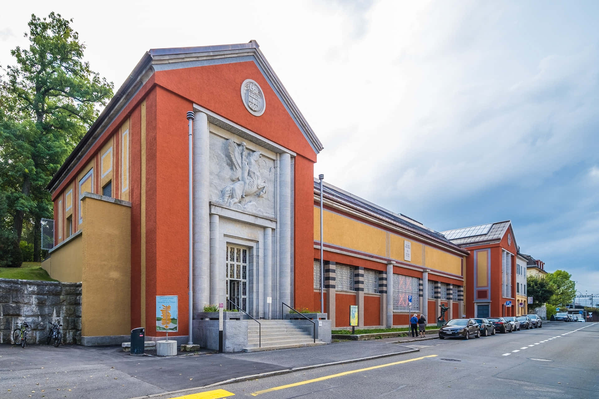 La Chaux De Fonds, orange and yellow art museum, classical architecture, Full HD Desktop Wallpaper