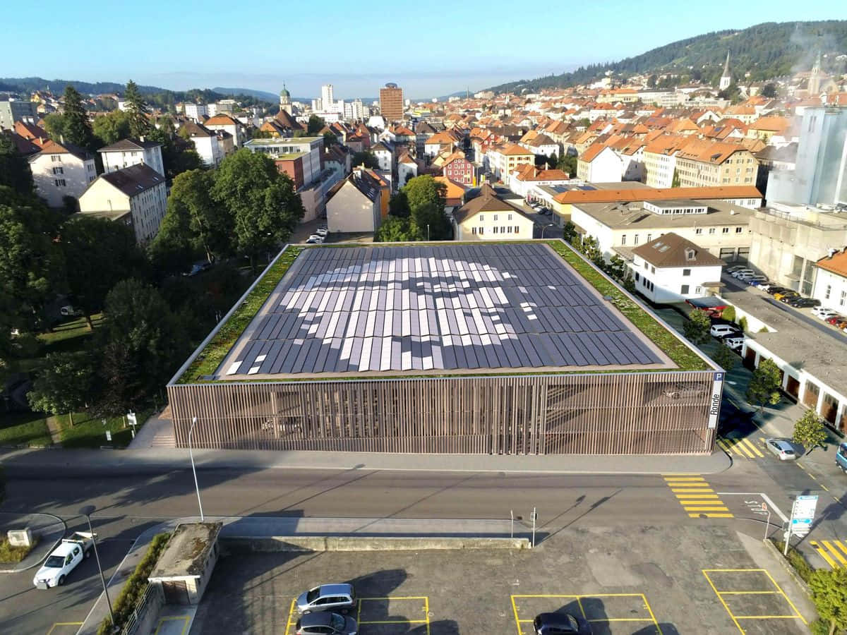 La Chaux De Fonds, aerial view, modern building, SD Desktop Wallpaper