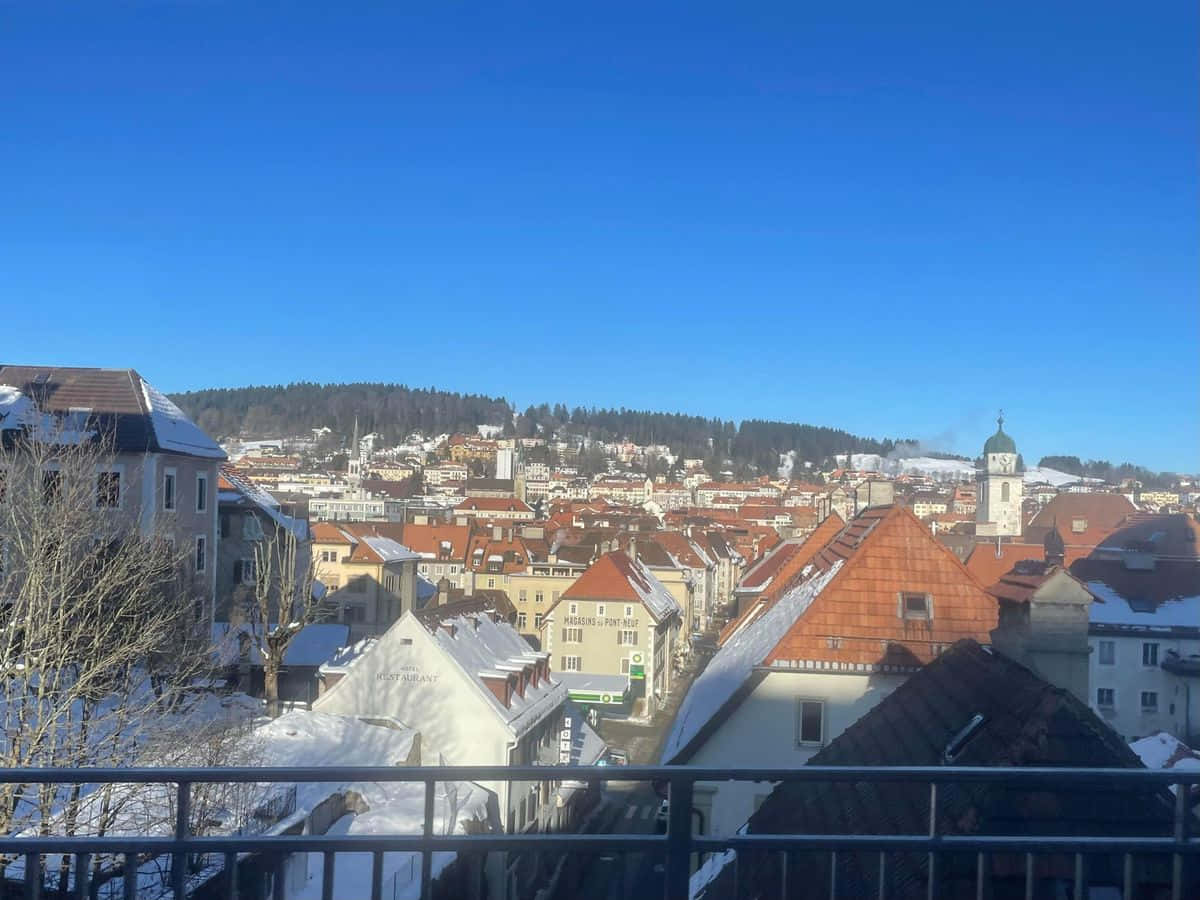 La Chaux De Fonds, snow, rooftops, SD Desktop Wallpaper