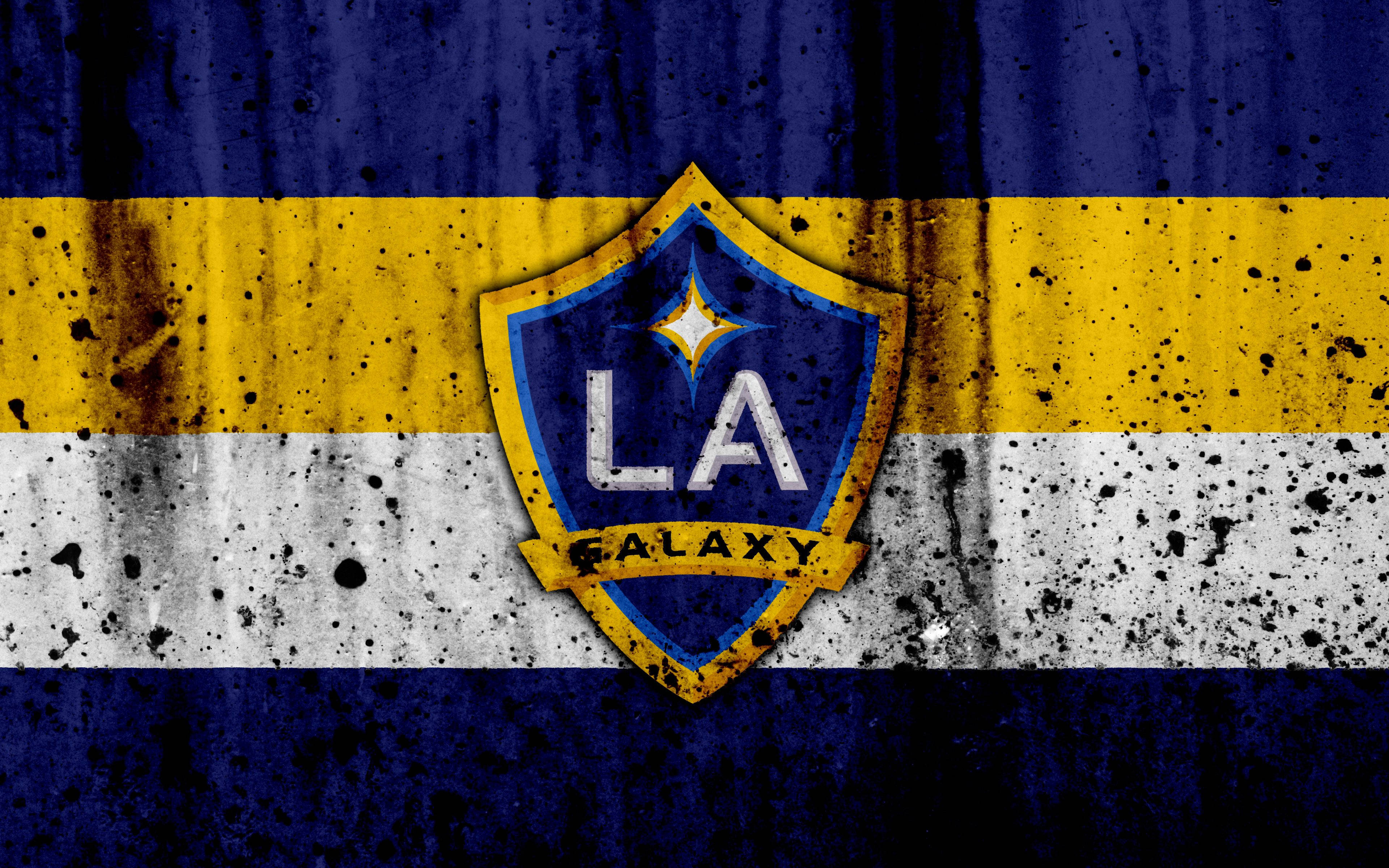 LA Galaxy, blue, yellow, 4K Desktop Wallpaper