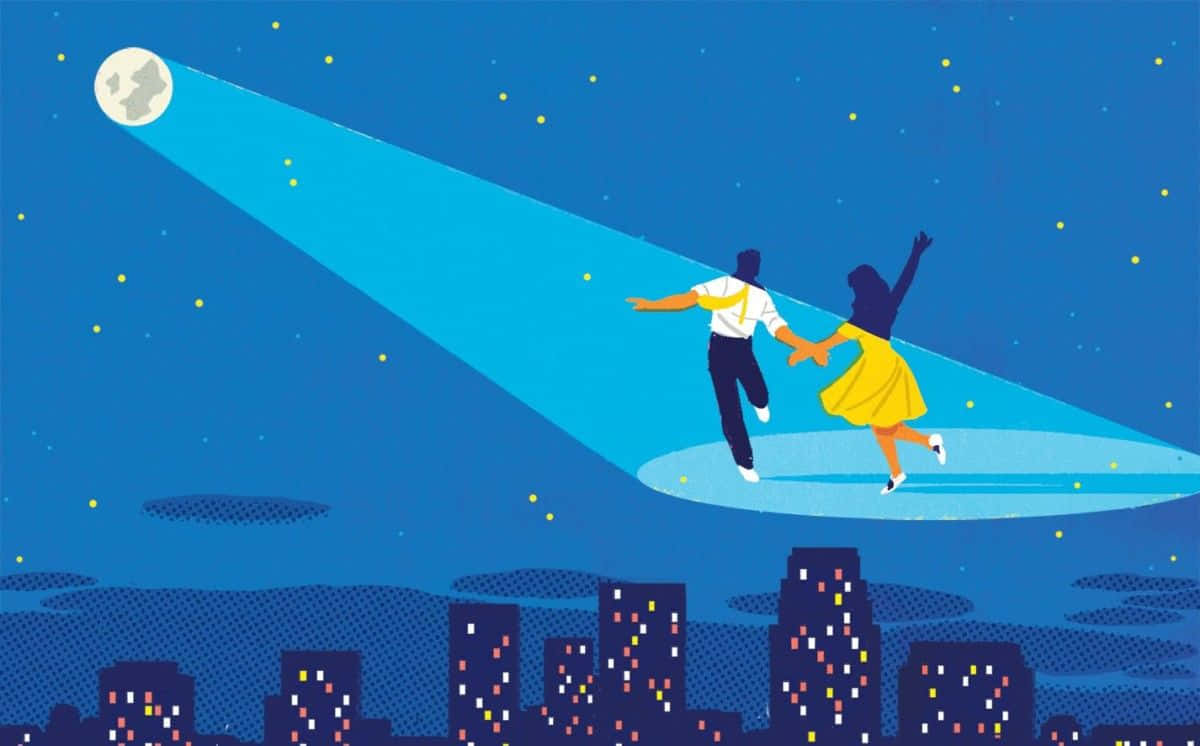 La La Land 4K, moonlit beam, glowing cityscape, SD Desktop Wallpaper