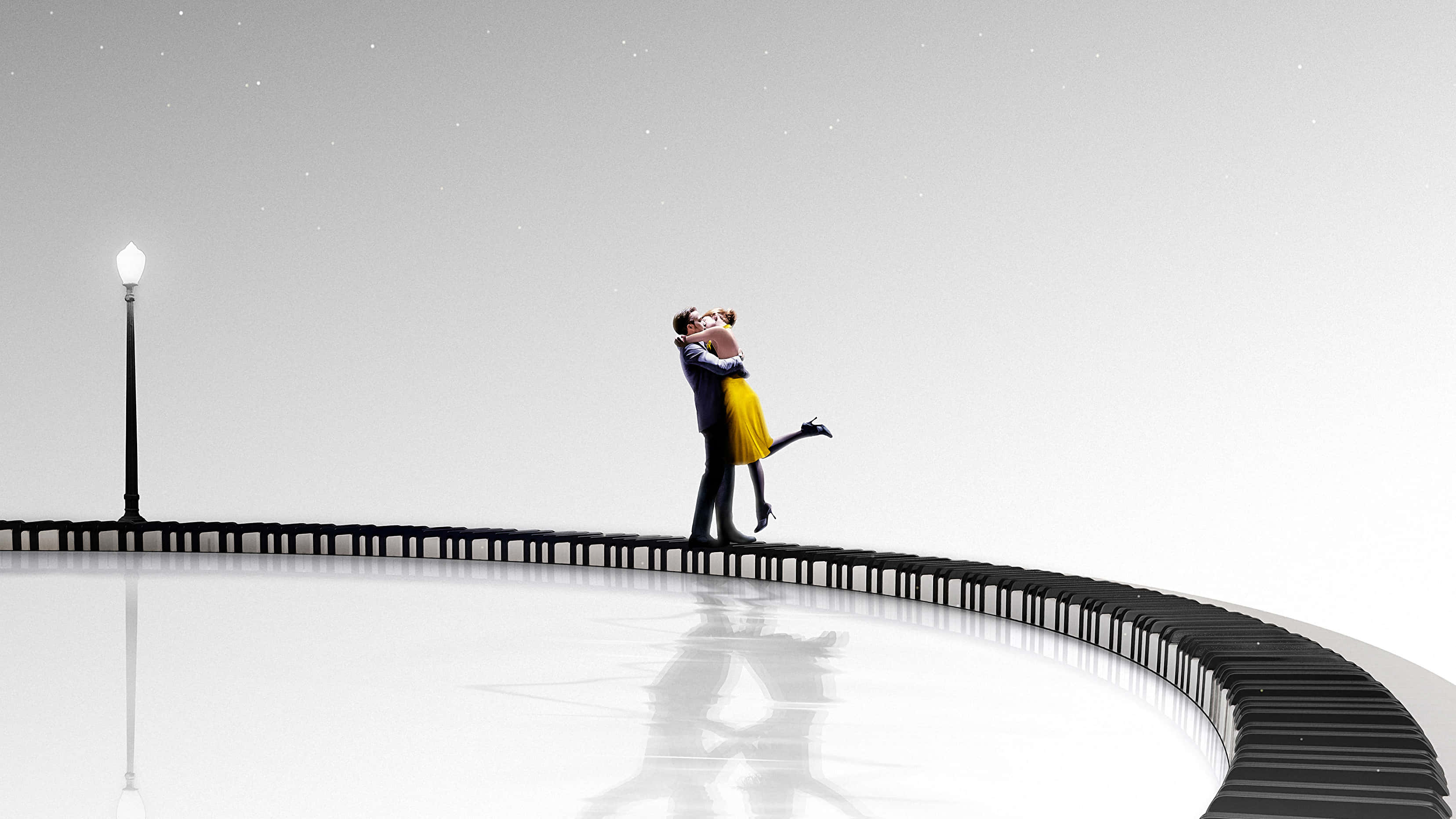 La La Land 4K, curved ice rink, starry night sky, 2K Desktop Wallpaper