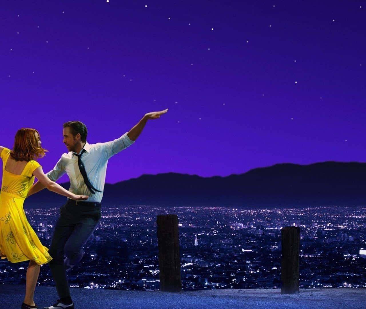 La La Land 4K, couple dancing, starry purple sky, HD Desktop Wallpaper