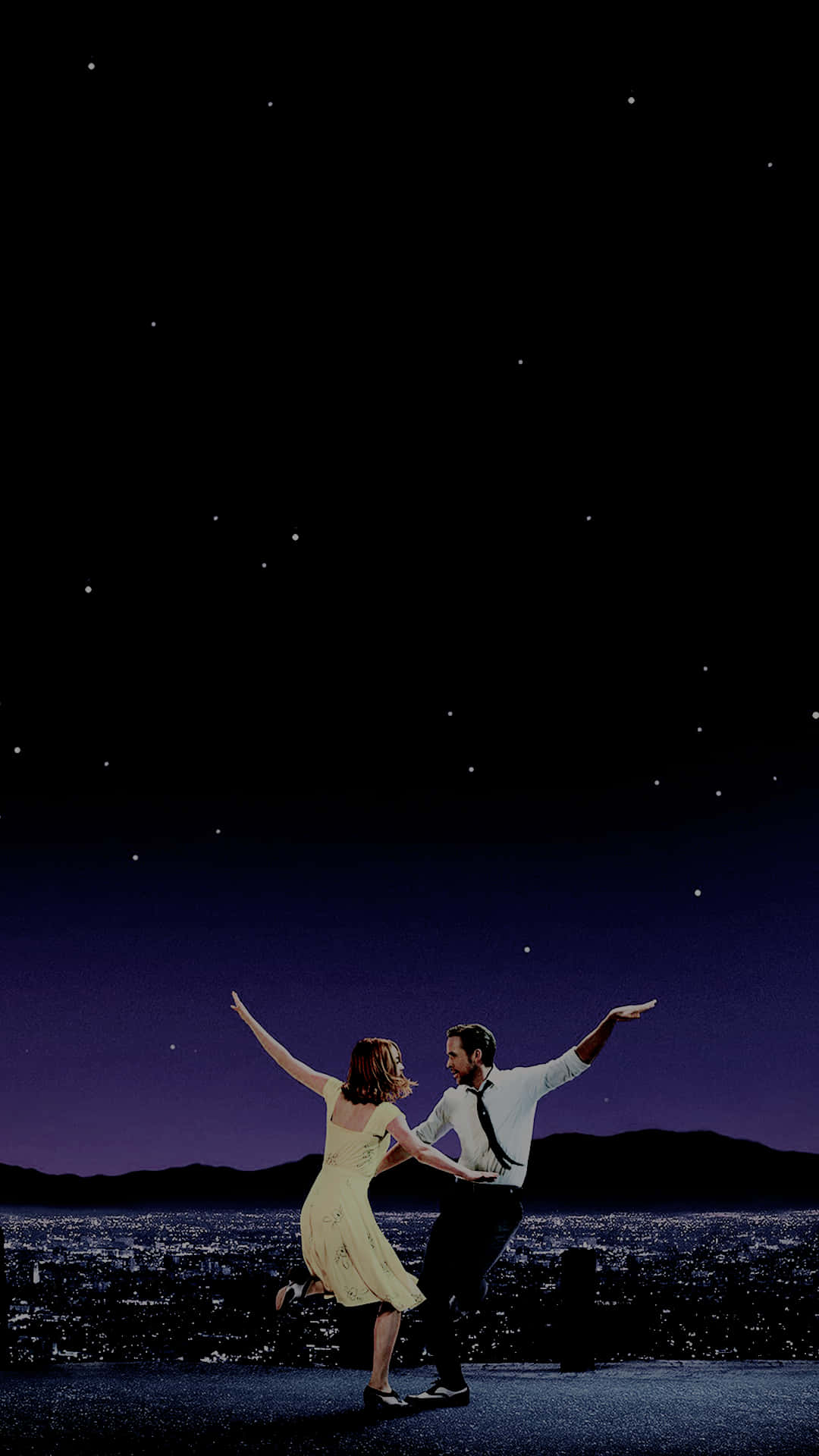 La La Land 4K, starry night sky, glowing cityscape, Full HD Phone Wallpaper