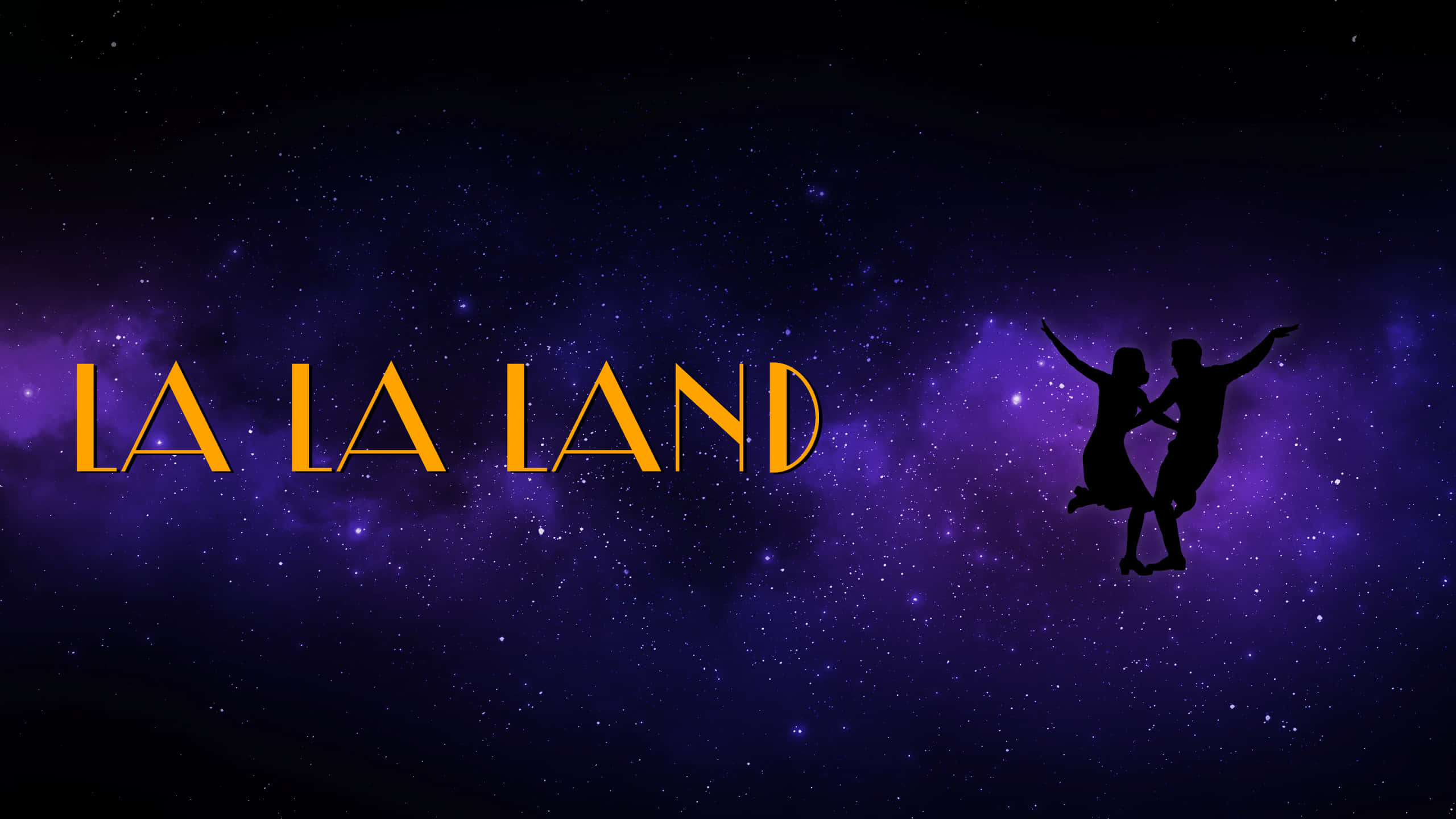 La La Land, golden, starry purple galaxy, 2K Desktop Wallpaper