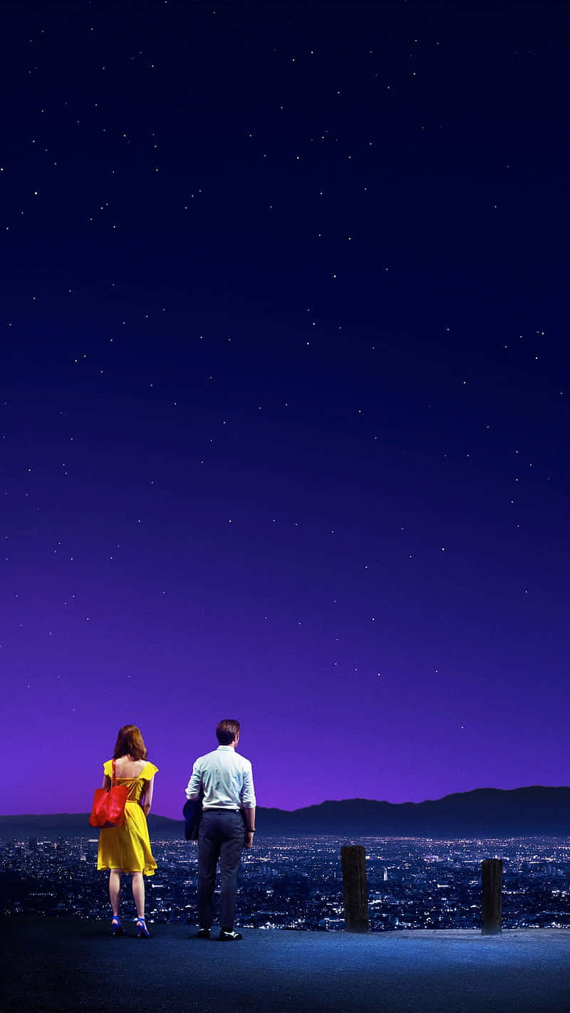 La La Land 4K, glowing city, vast starry purple night sky, HD Phone Wallpaper