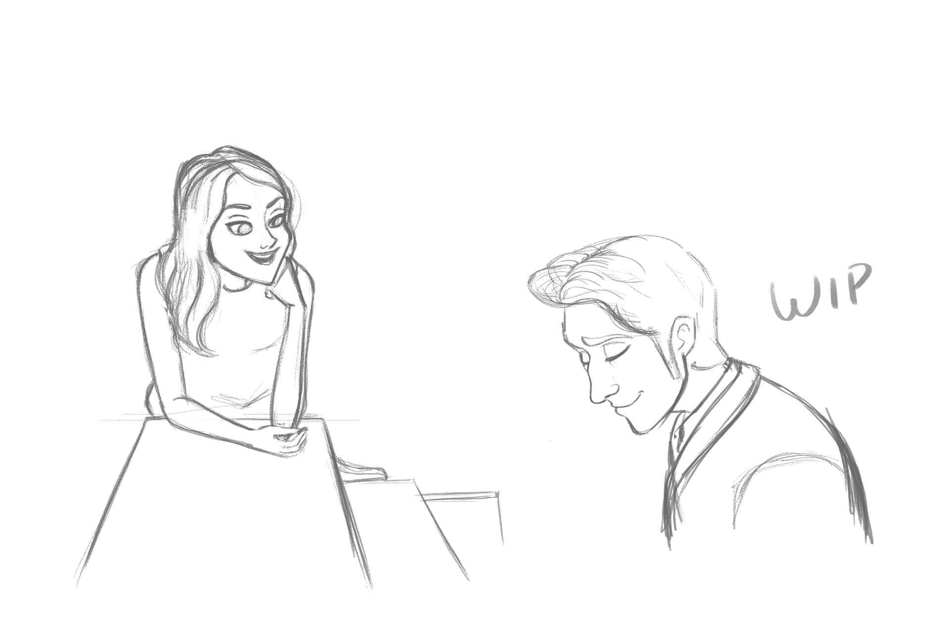 La La Land 4K, anime-style characters, sketchy pencil drawing, Full HD Desktop Wallpaper