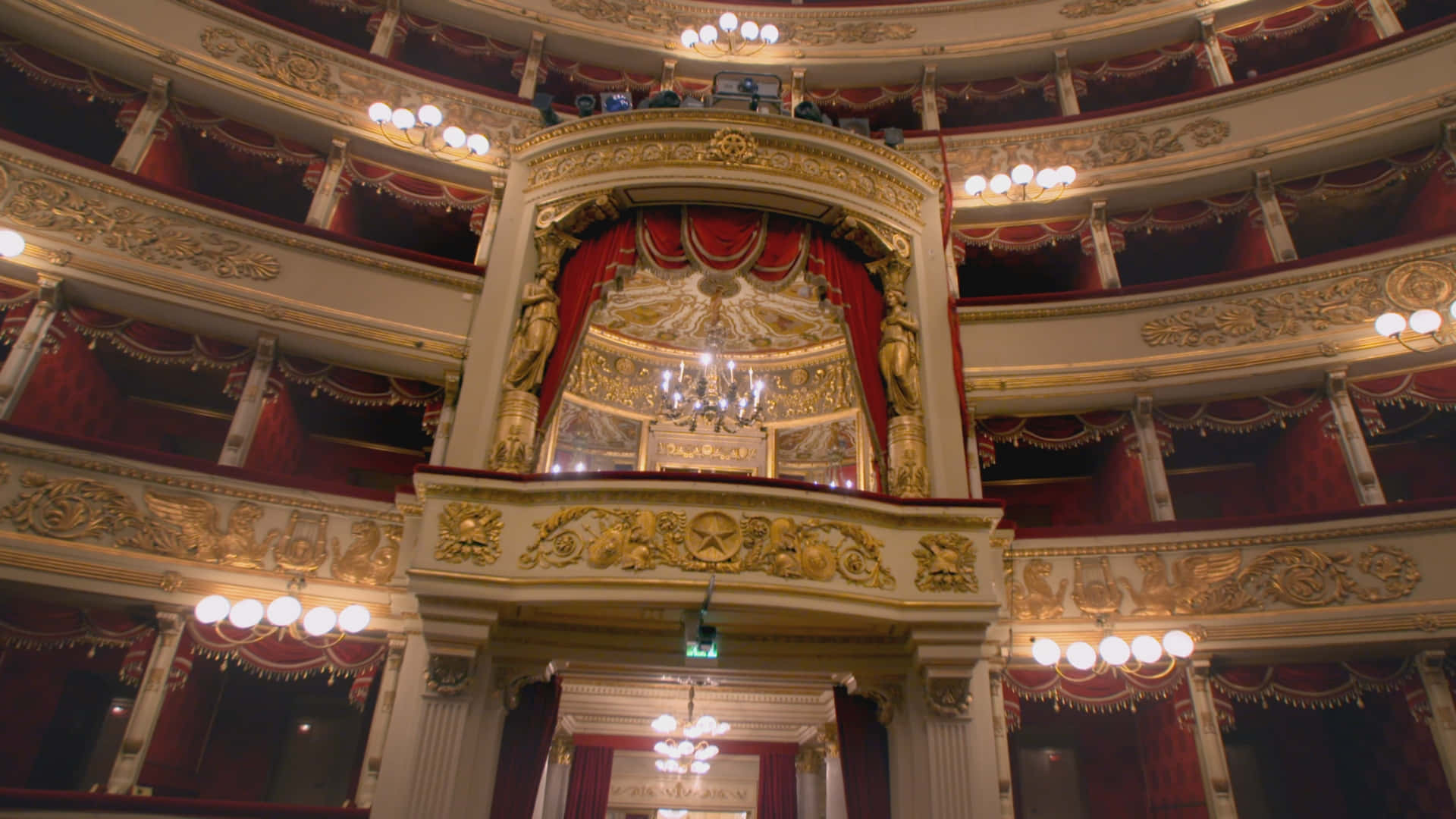 La Scala Opera House, gold booth, golden balconies, Full HD Desktop Wallpaper