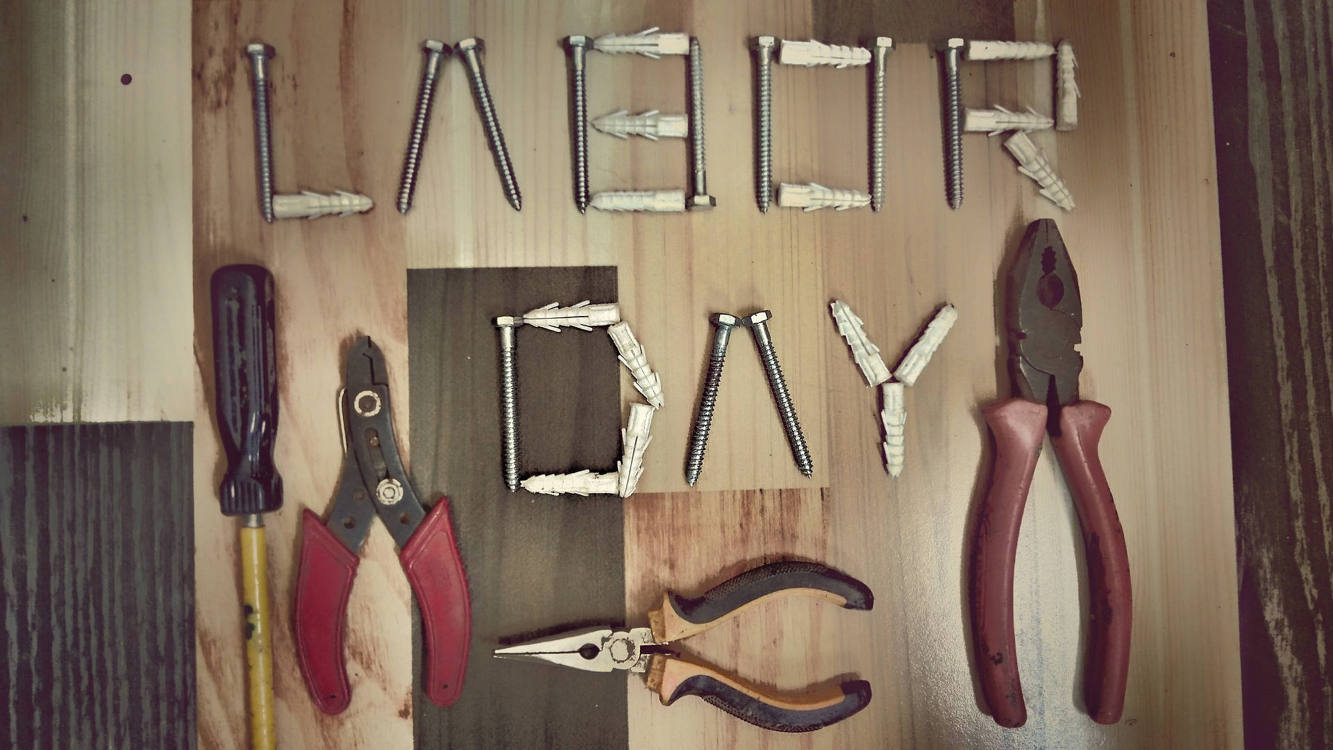Labor Day, screws, wall anchors, Full HD Desktop Wallpaper