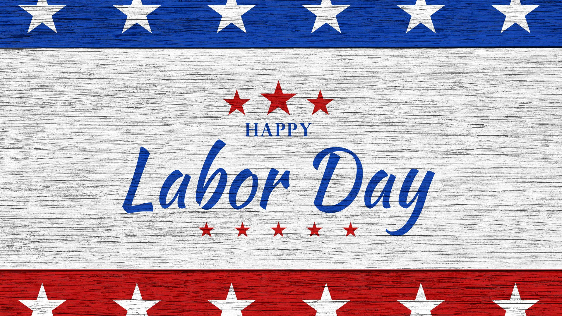 Labor Day, blue text, red white stars, Full HD Desktop Wallpaper