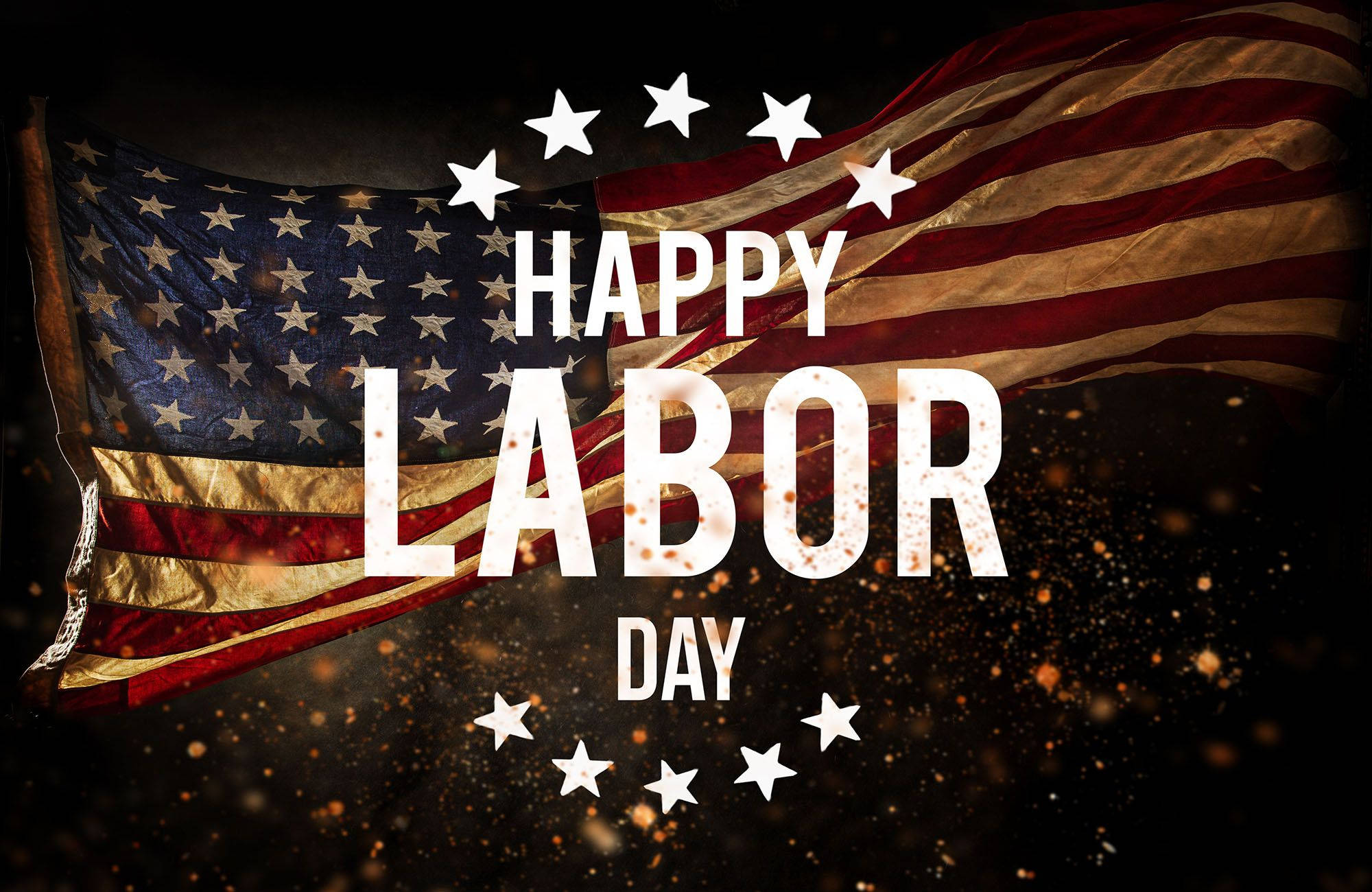 American flag, HAPPY LABOR DAY, stars, Full HD Desktop Wallpaper