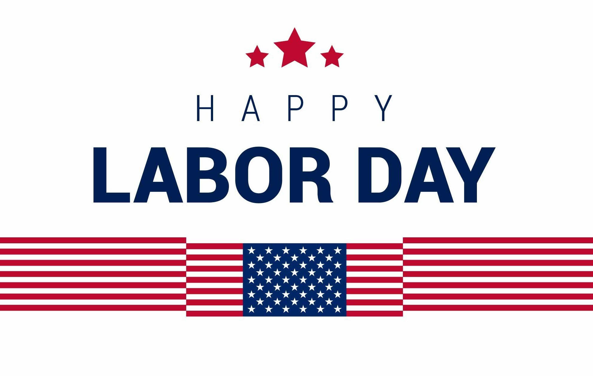 HAPPY LABOR DAY, blue text, red stars, Full HD Desktop Wallpaper