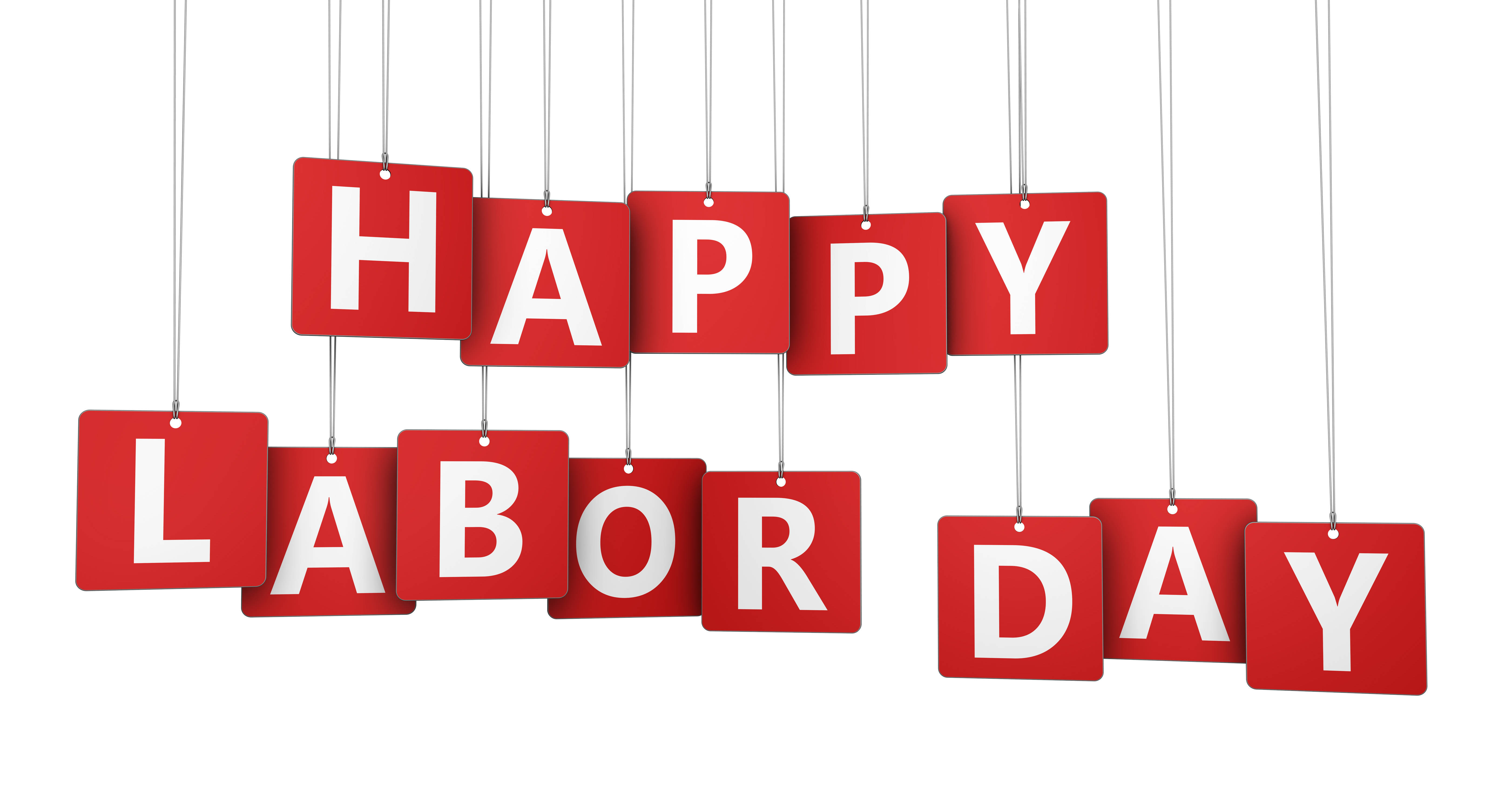 Happy Labor Day, red, white letters, 5K Desktop Wallpaper