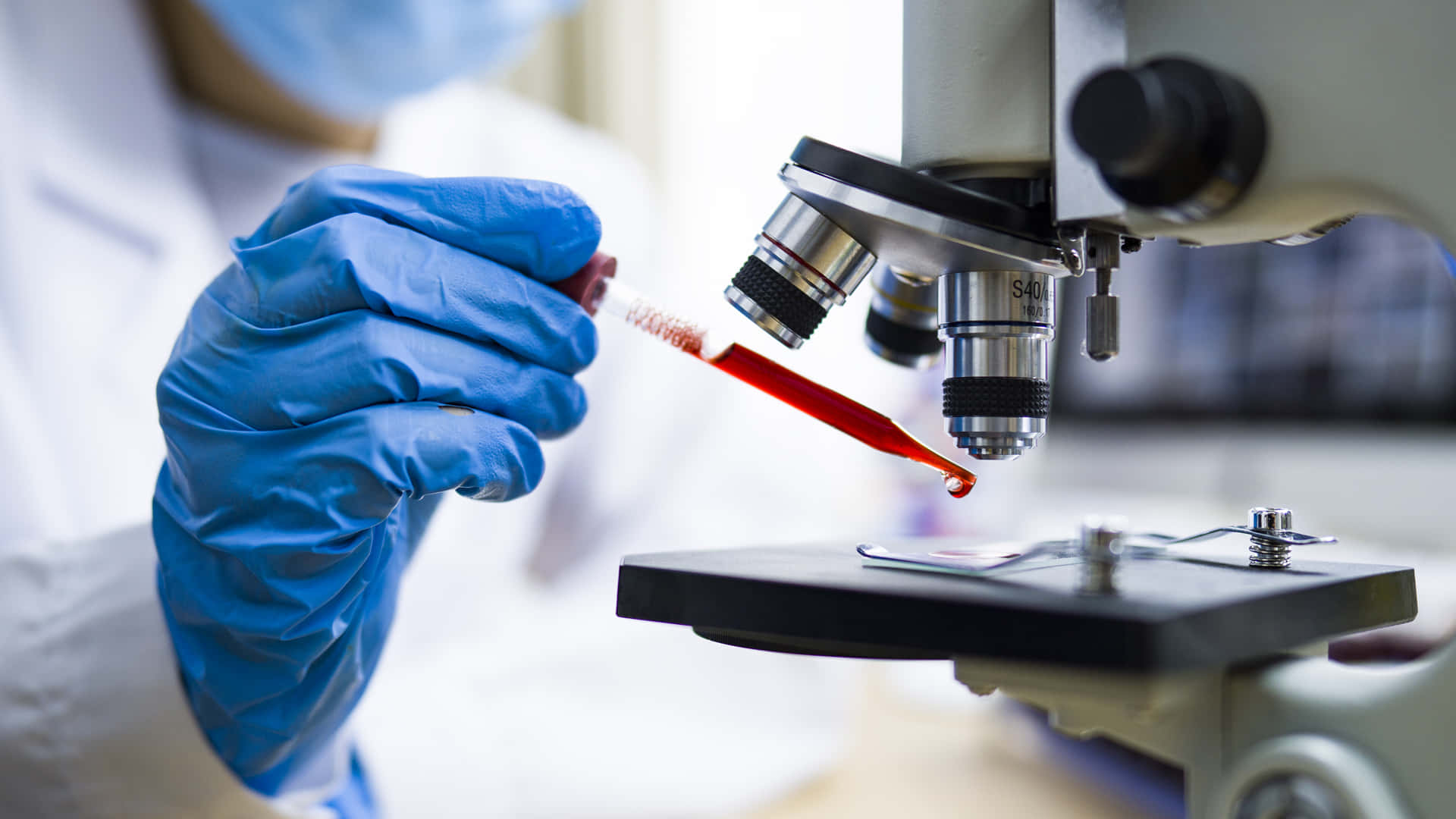 laboratory, red liquid, microscope, Full HD Desktop Wallpaper