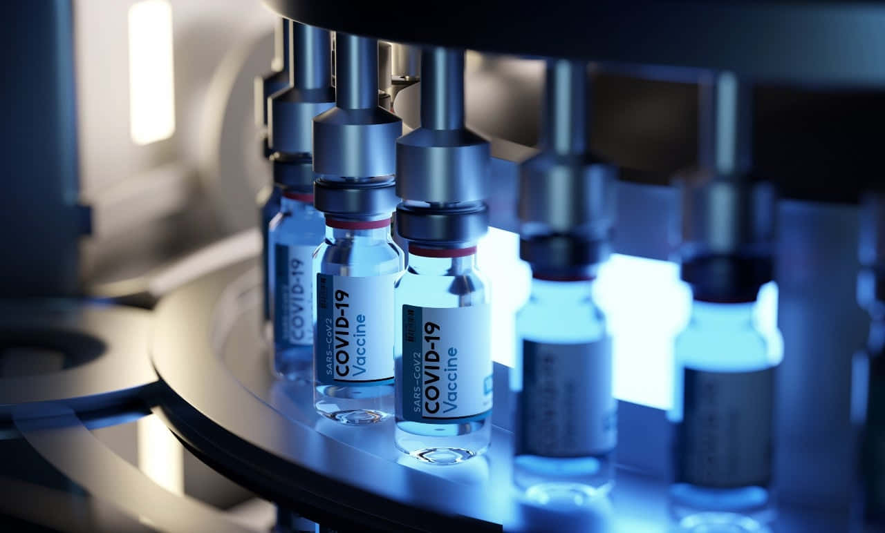 COVID-19 vaccine vials, medical laboratory, rotating lab carousel, HD Desktop Wallpaper