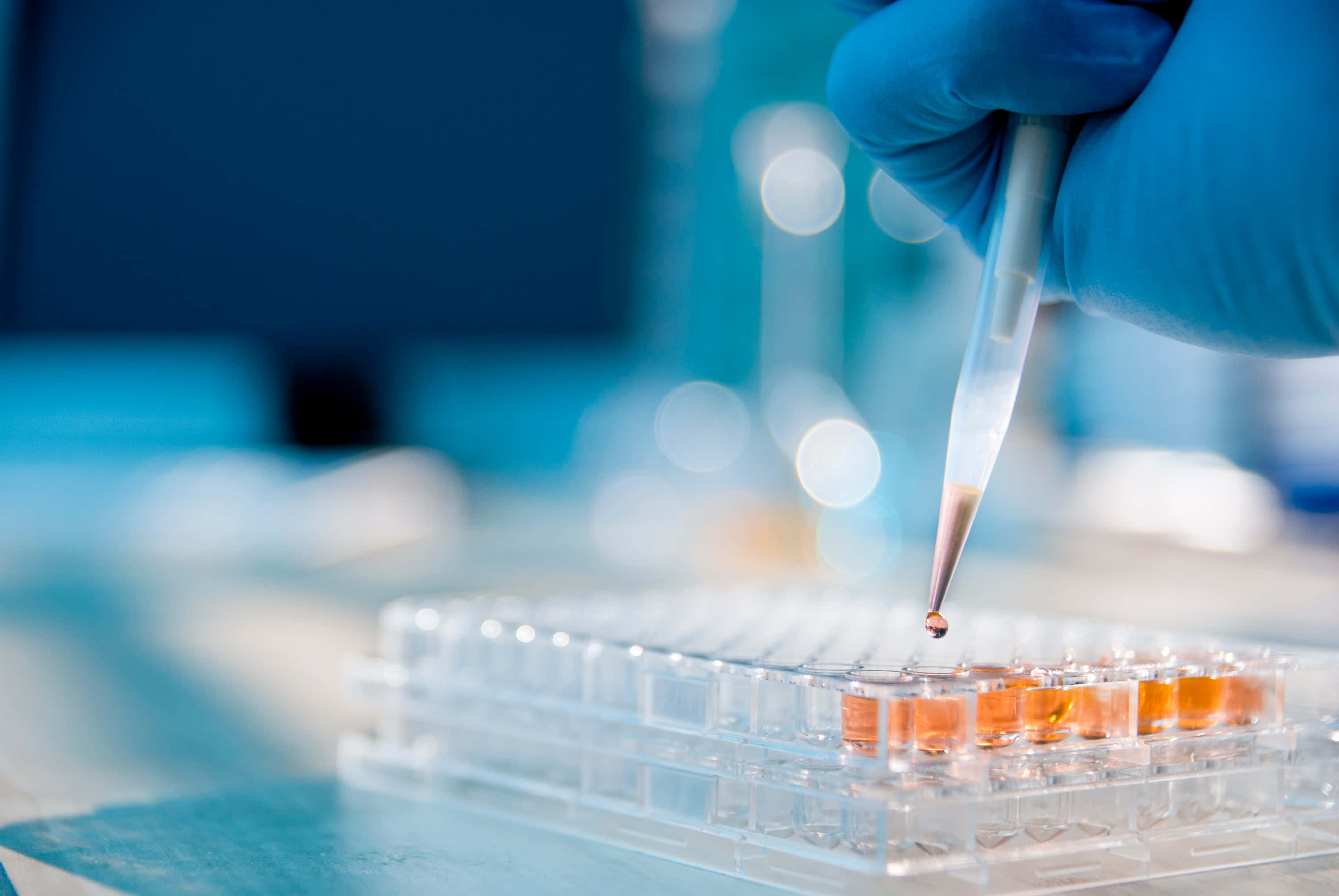 laboratory, pipette, orange liquid, 2K Desktop Wallpaper