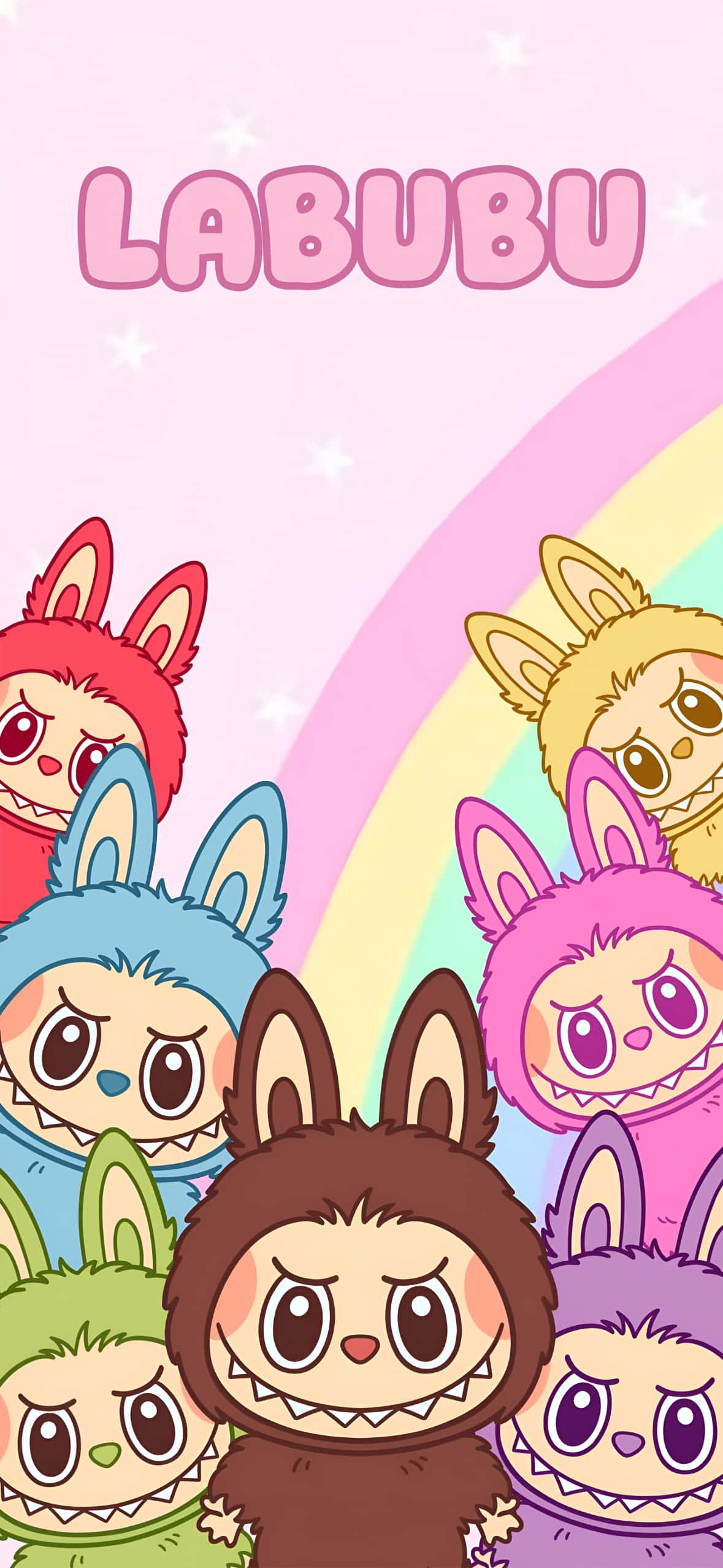 Labubu, colorful cartoon bunnies, rainbow, Full HD Phone Wallpaper