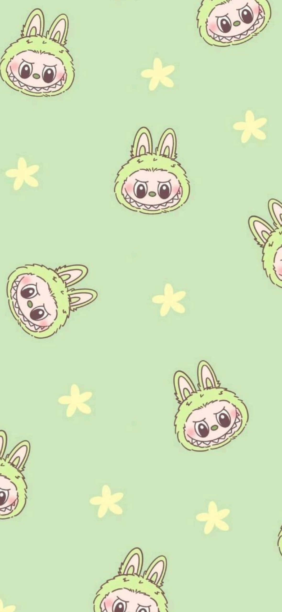 Labubu, iPhone, cute green bunny faces, Full HD Phone Wallpaper