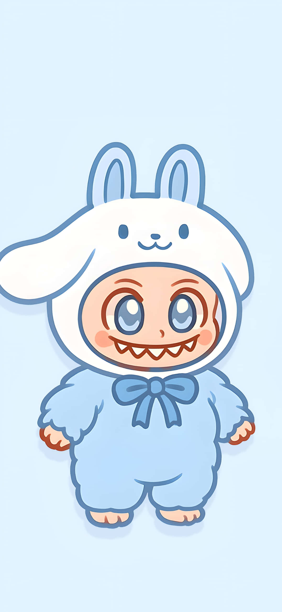 Labubu, bunny costume, fluffy white bunny costume, Full HD Phone Wallpaper
