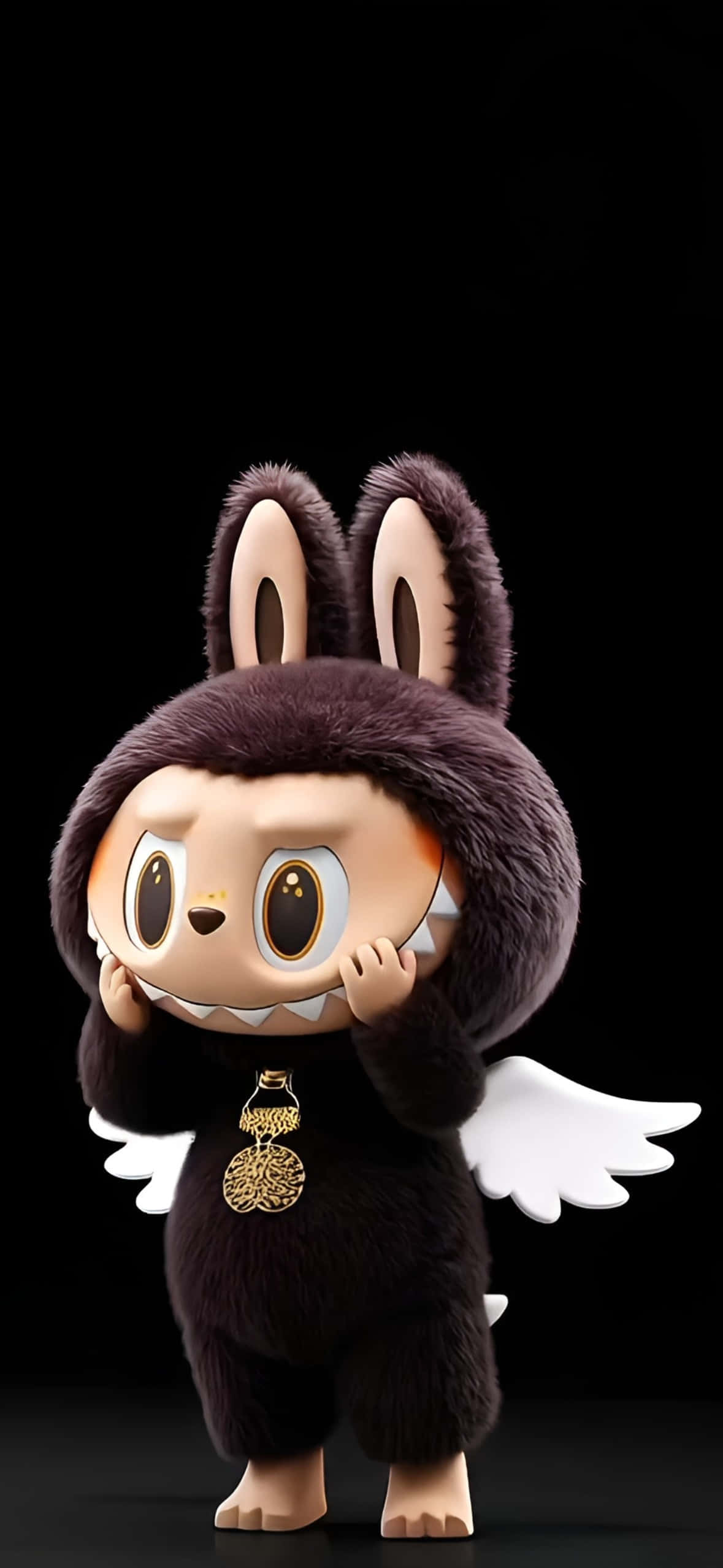 Labubu, iPhone, white angel wings, Full HD Phone Wallpaper