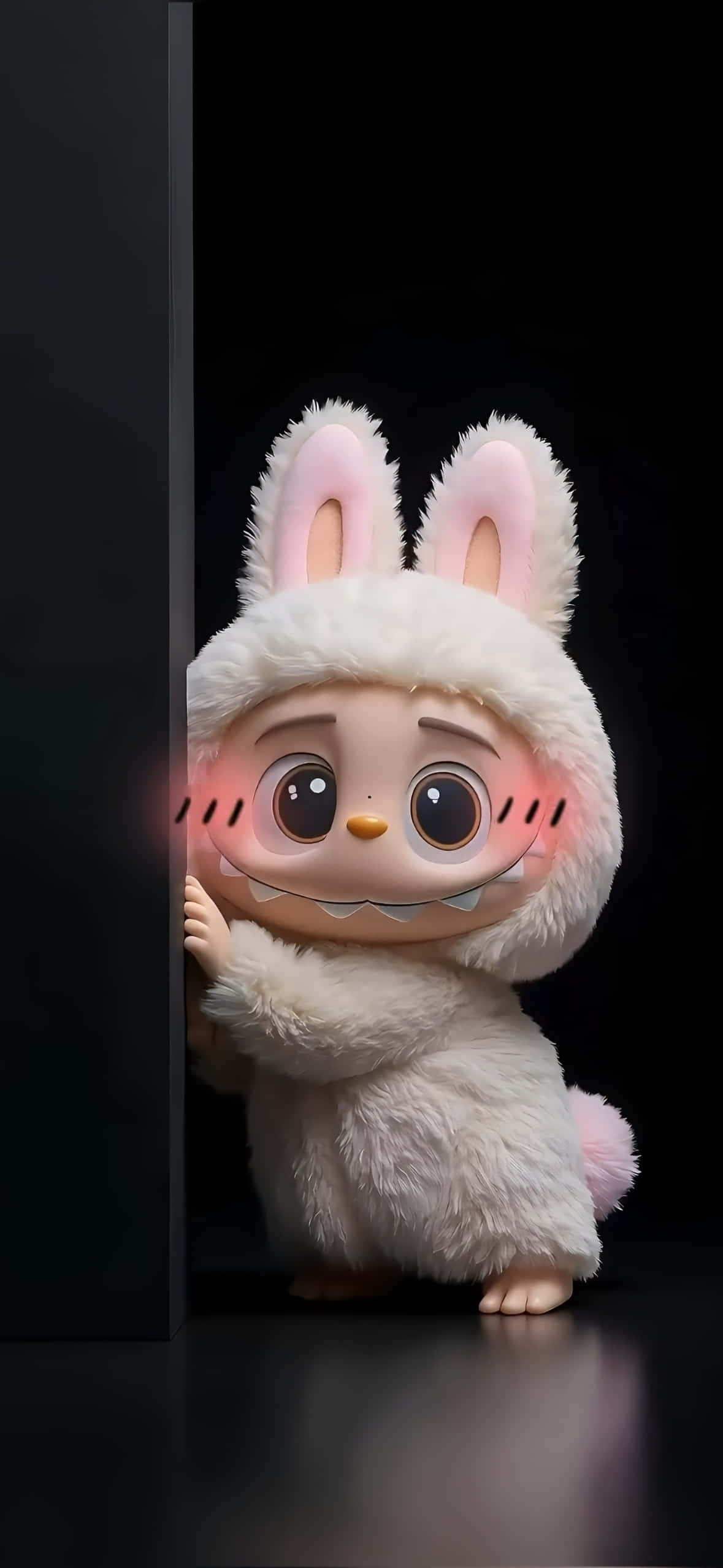 Labubu, bunny costume, fluffy white bunny creature, Full HD Phone Wallpaper