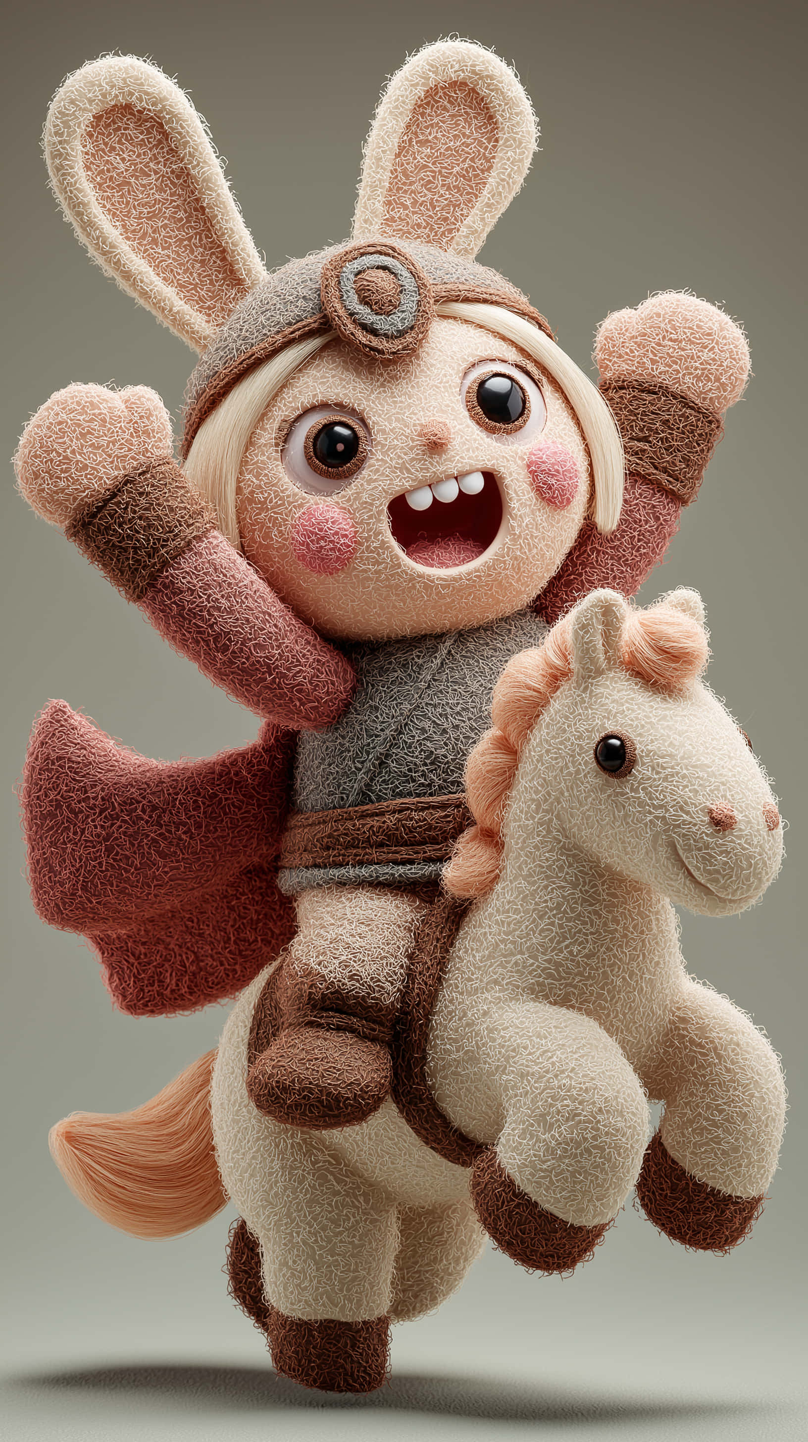 Labubu, plush hero, friendly plush horse, 2K Phone Wallpaper