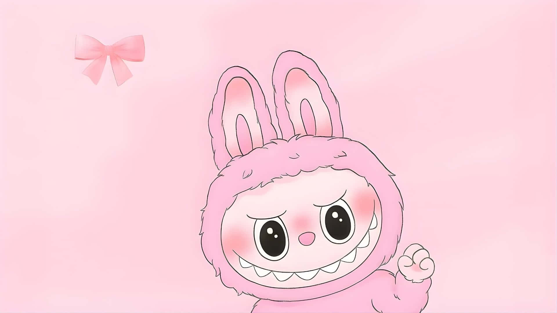 Labubu, cute bunny costume, pink bunny, Full HD Desktop Wallpaper